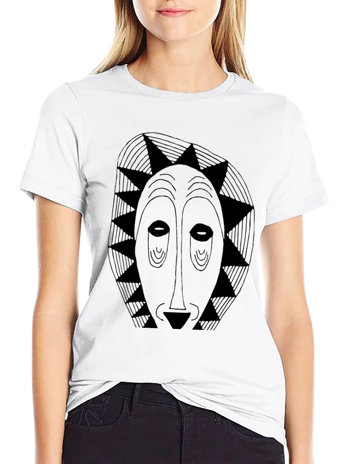 Black Tribal Mask Graphic T-Shirt - Unique Design