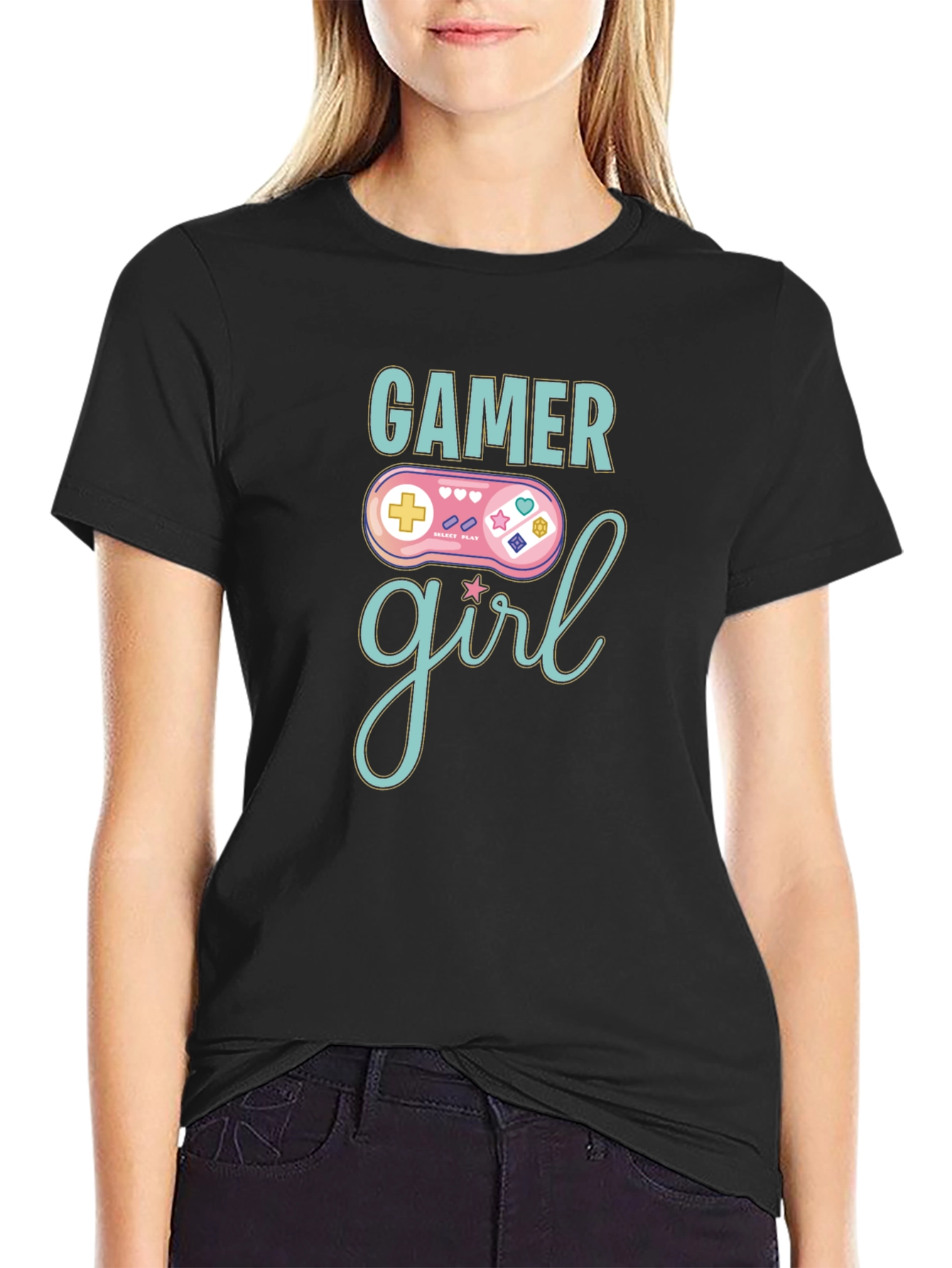 Gamer Girl T-Shirt - Black Cotton Graphic Tee