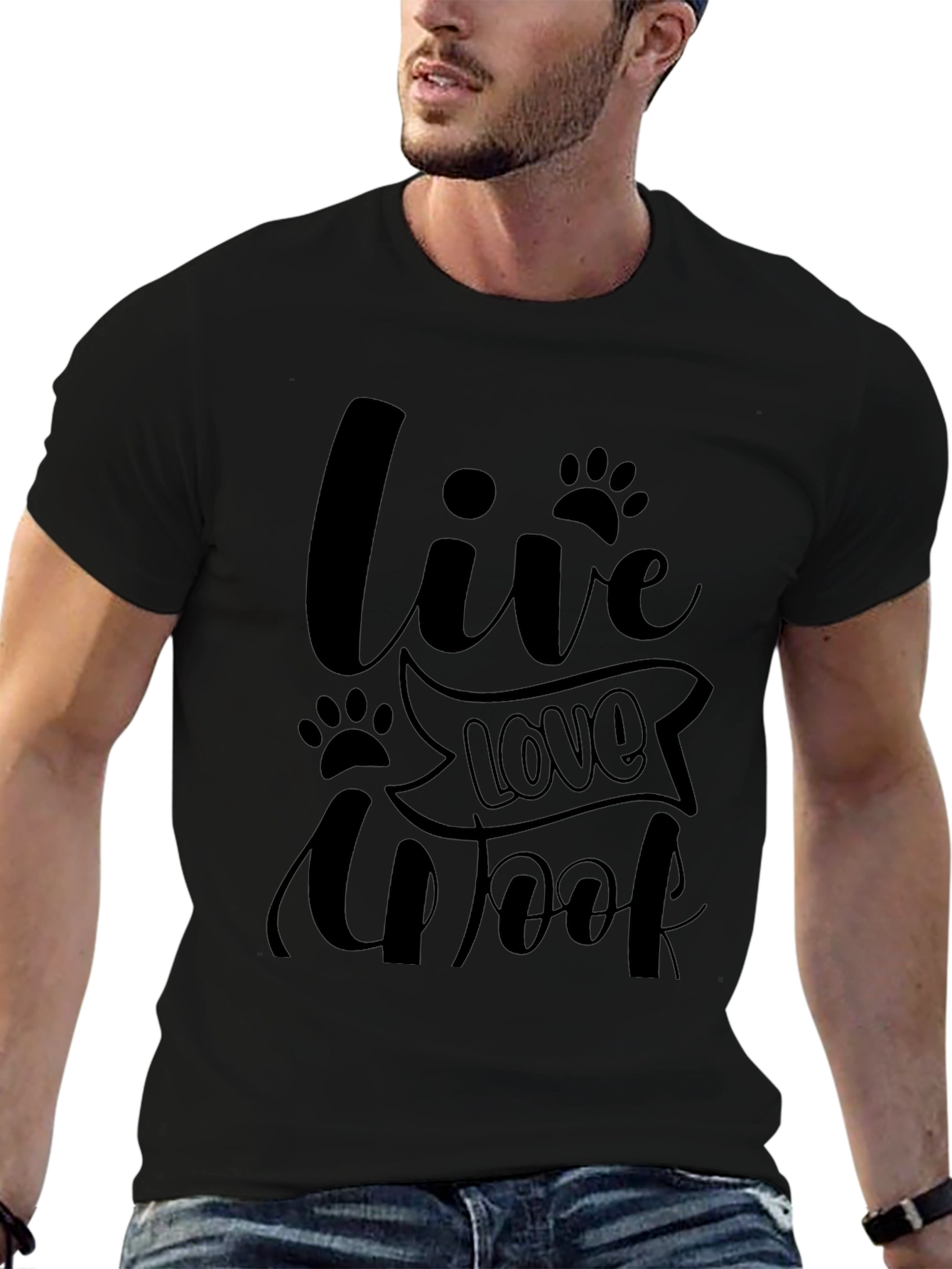 Live Love Woof Black T-Shirt