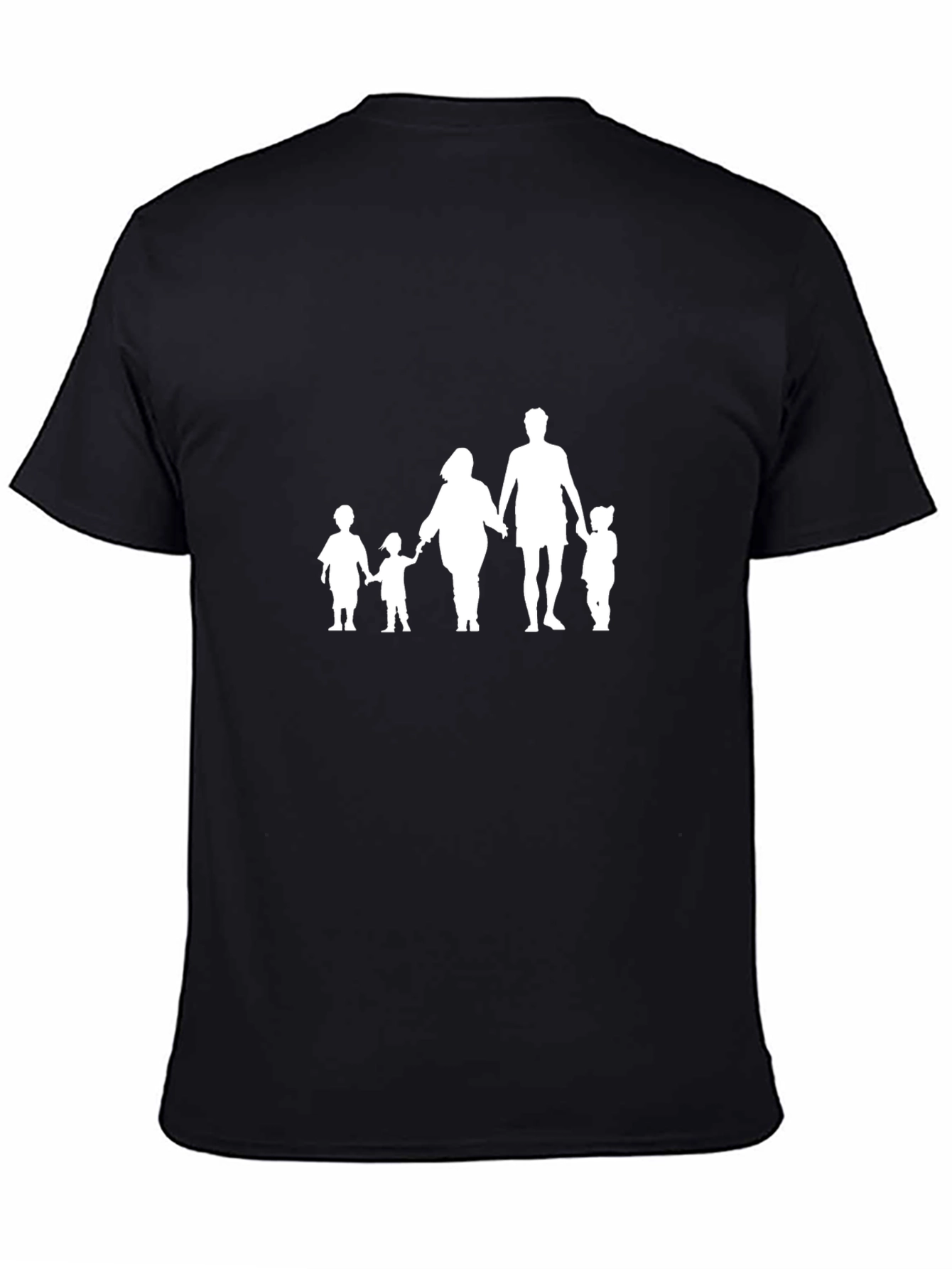 Family Silhouette Graphic Tee - Black Cotton Blend