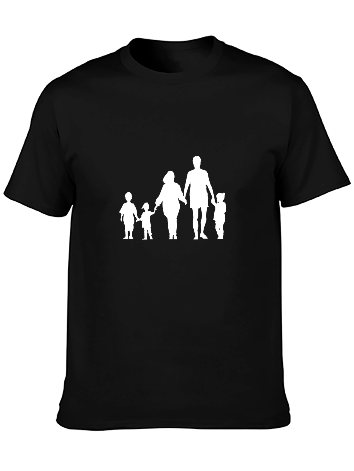 Family Silhouette Graphic Tee - Black Cotton Blend