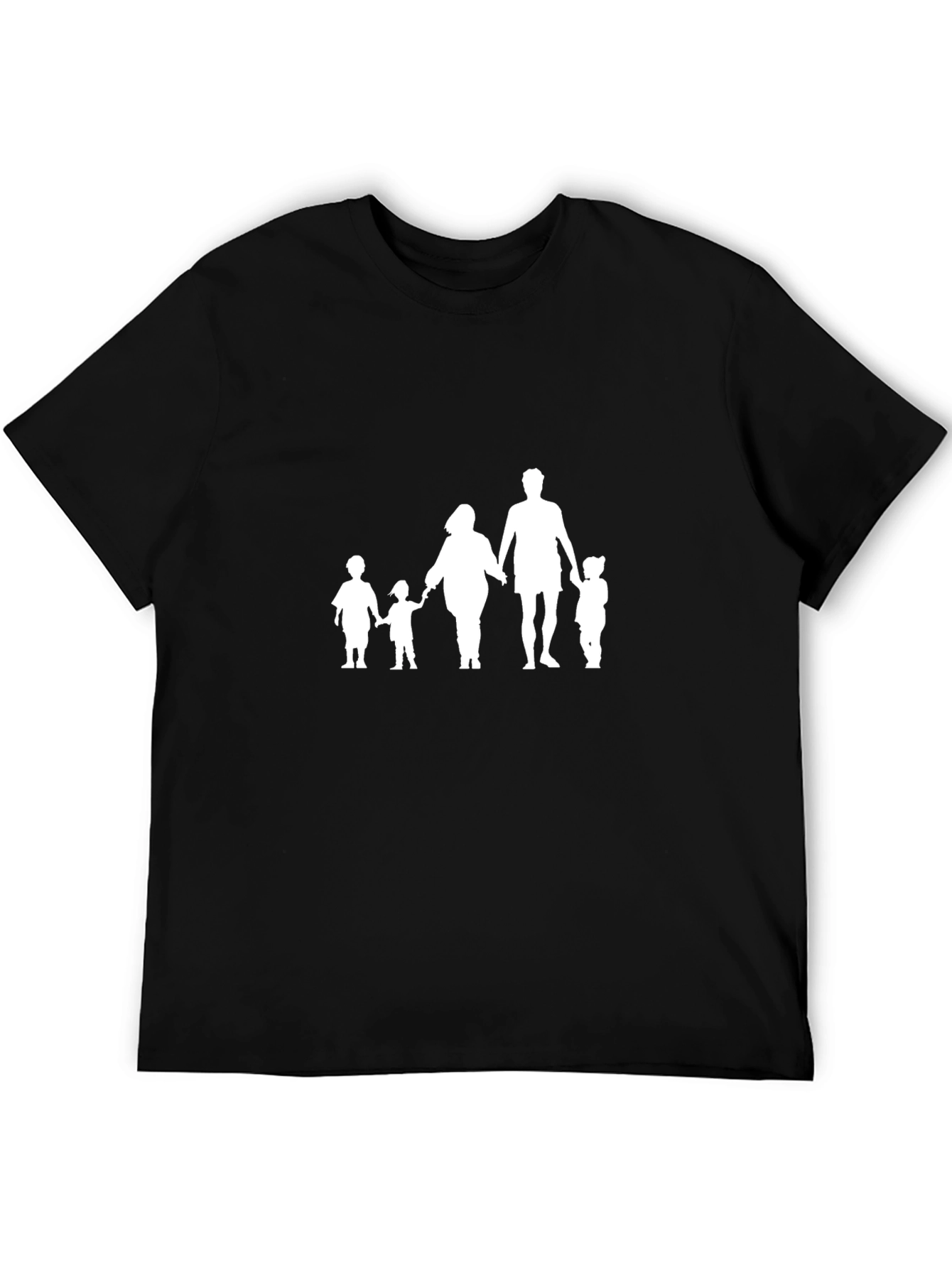 Family Silhouette Graphic Tee - Black Cotton Blend