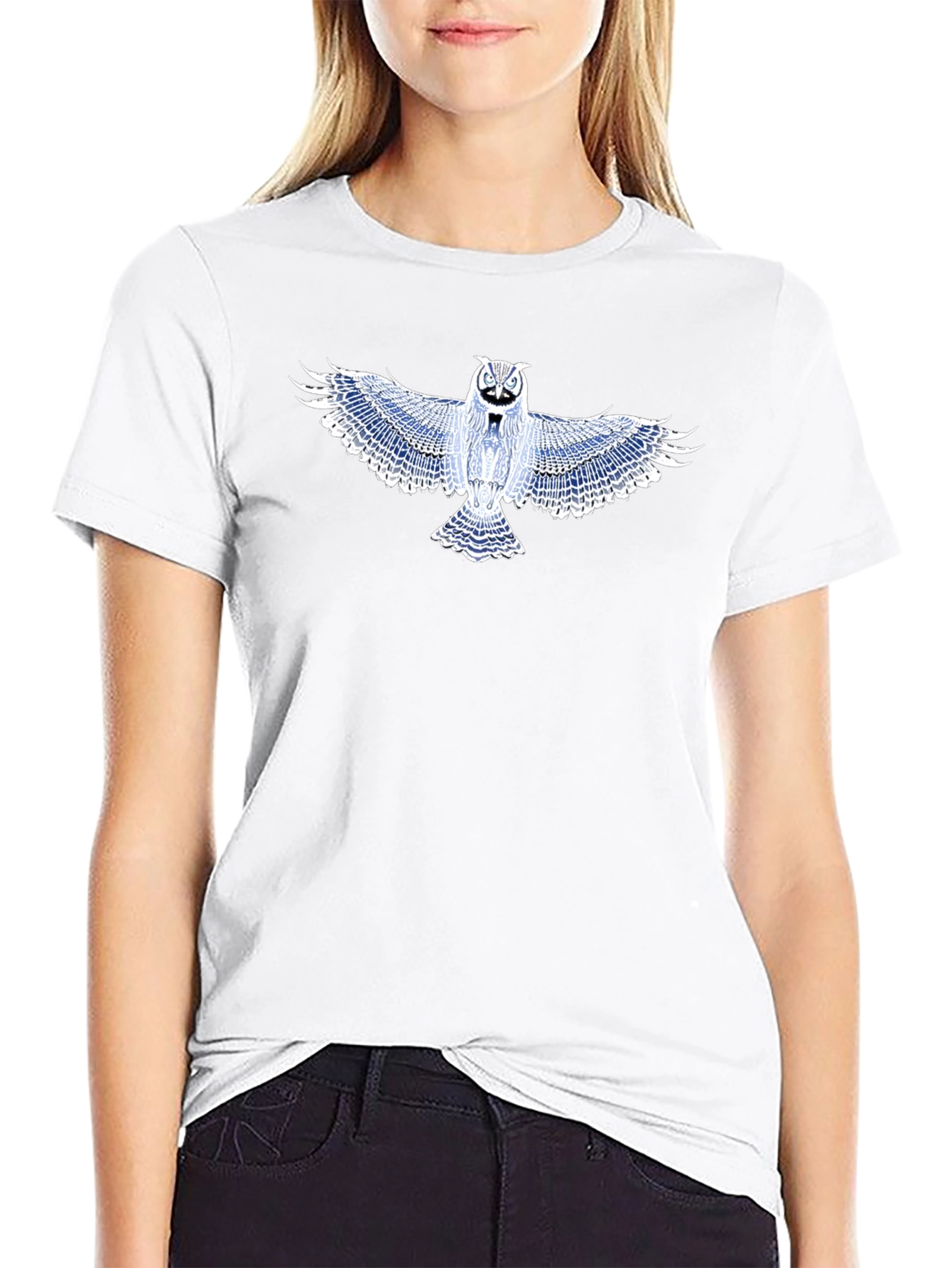 Owl Graphic T-Shirt - Black Cotton Blend