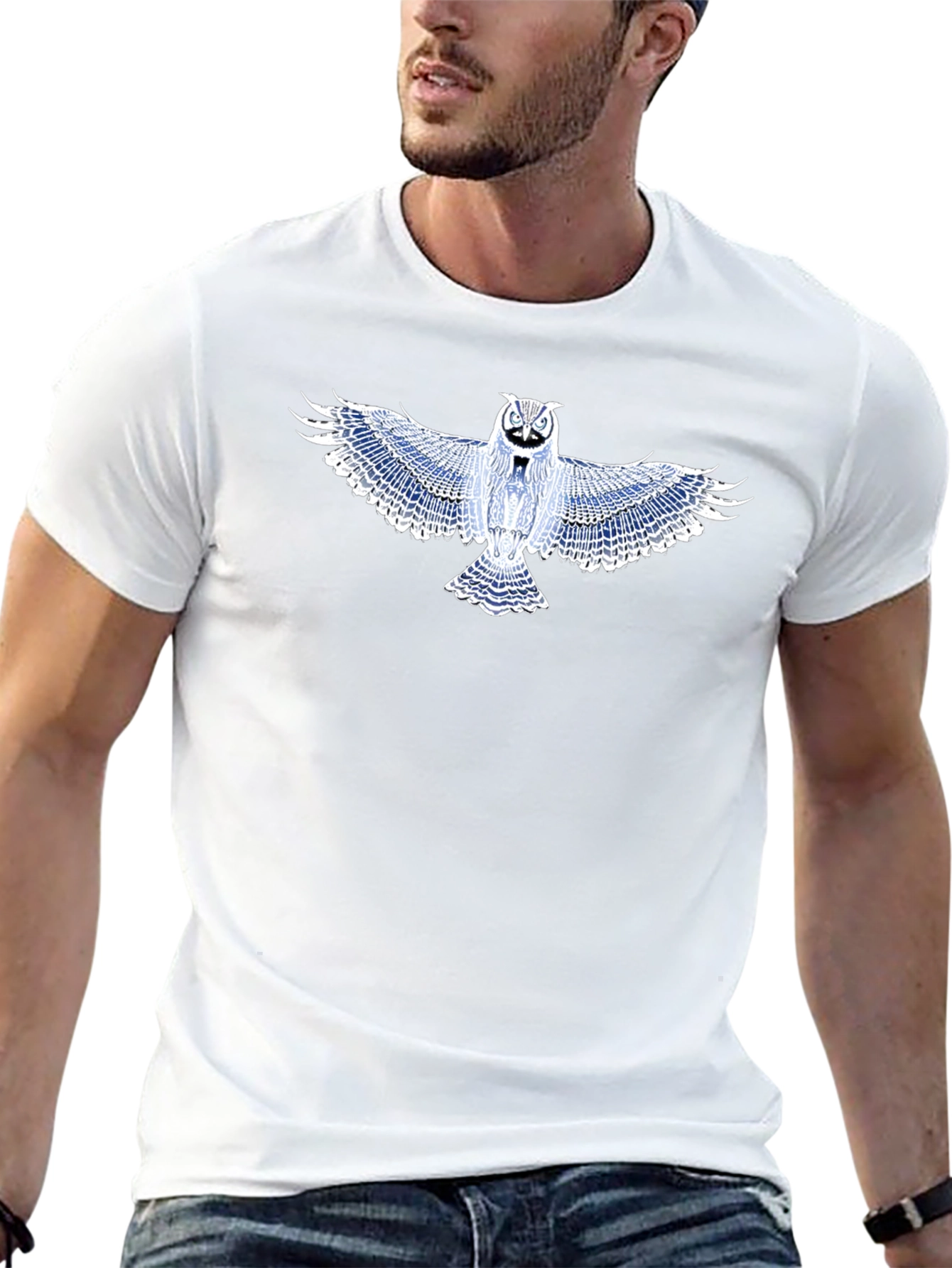 Owl Graphic T-Shirt - Black Cotton Blend