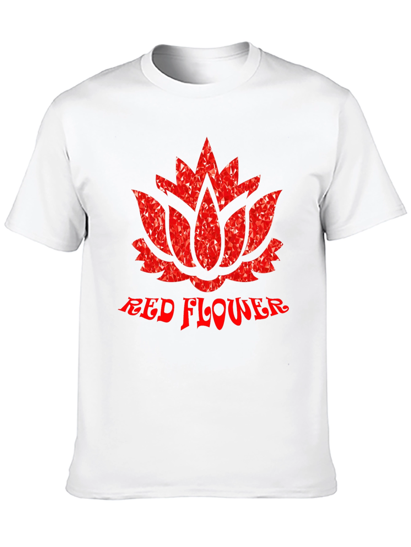 Red Flower Graphic Print Black T-Shirt