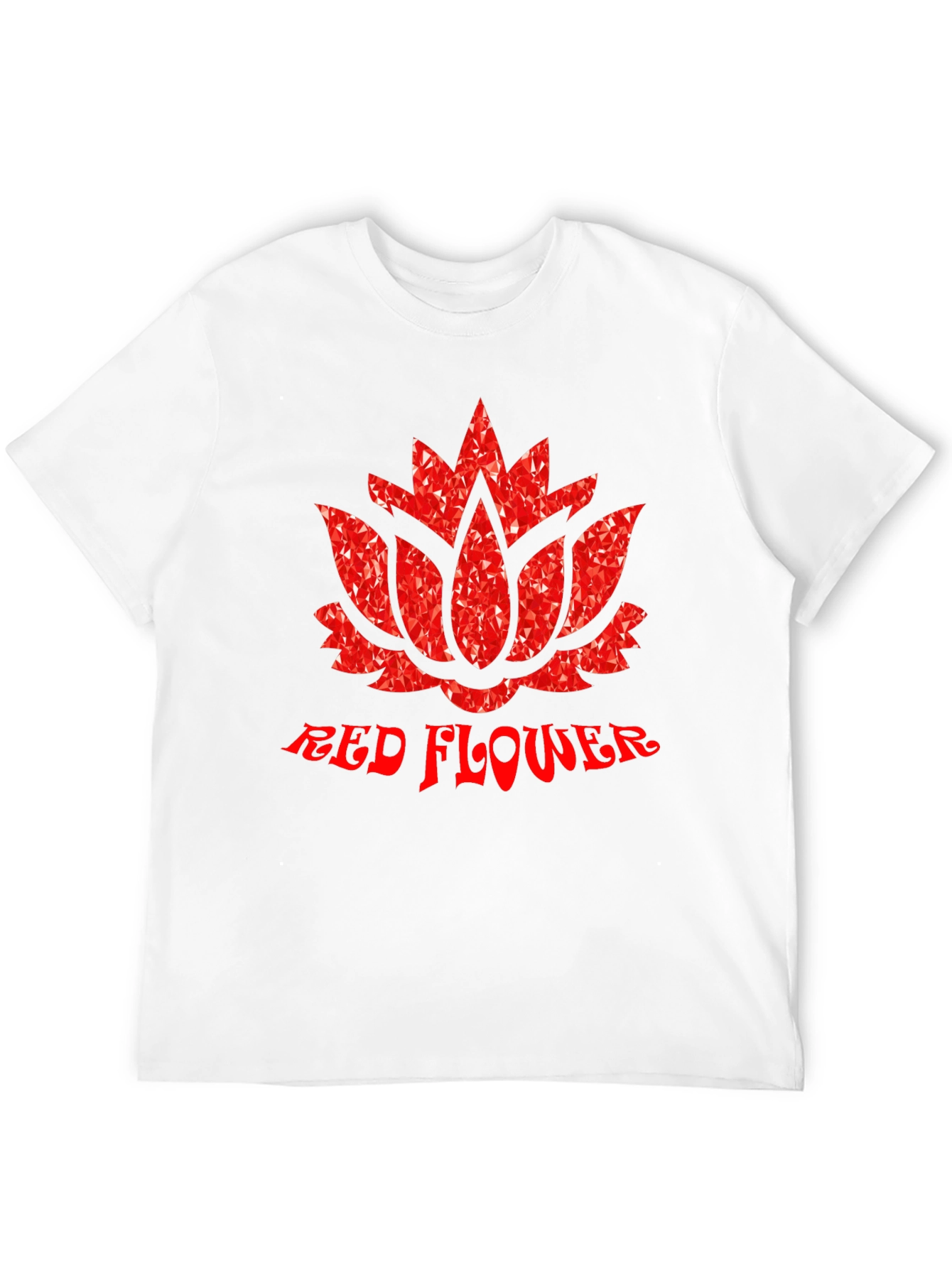 Red Flower Graphic Print Black T-Shirt