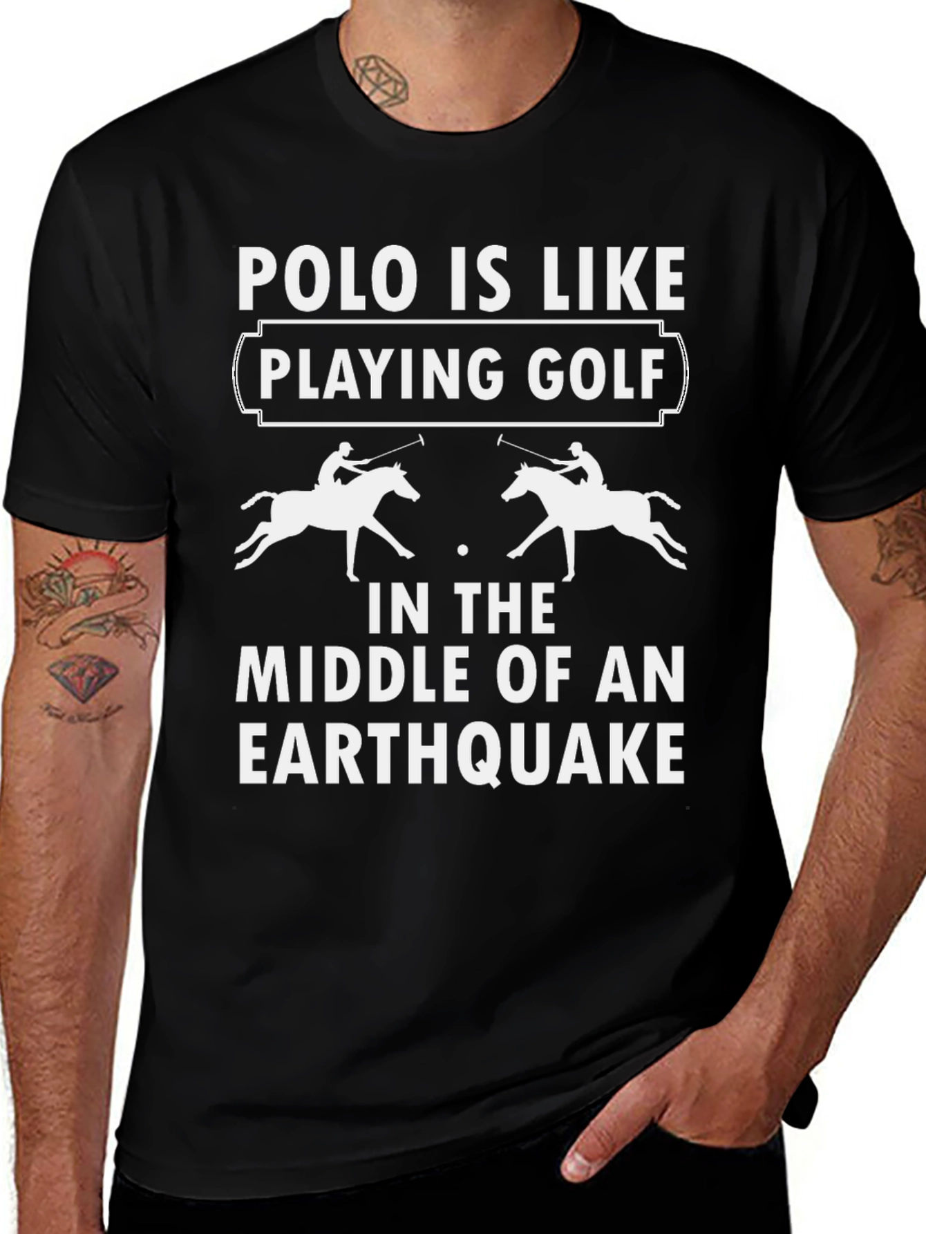 Polo Earthquake Graphic T-Shirt Funny Horse Lover Tee