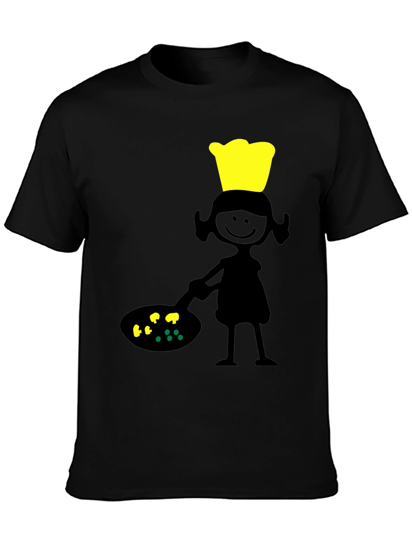 Chef Girl Graphic Tee - Black Cotton T-Shirt