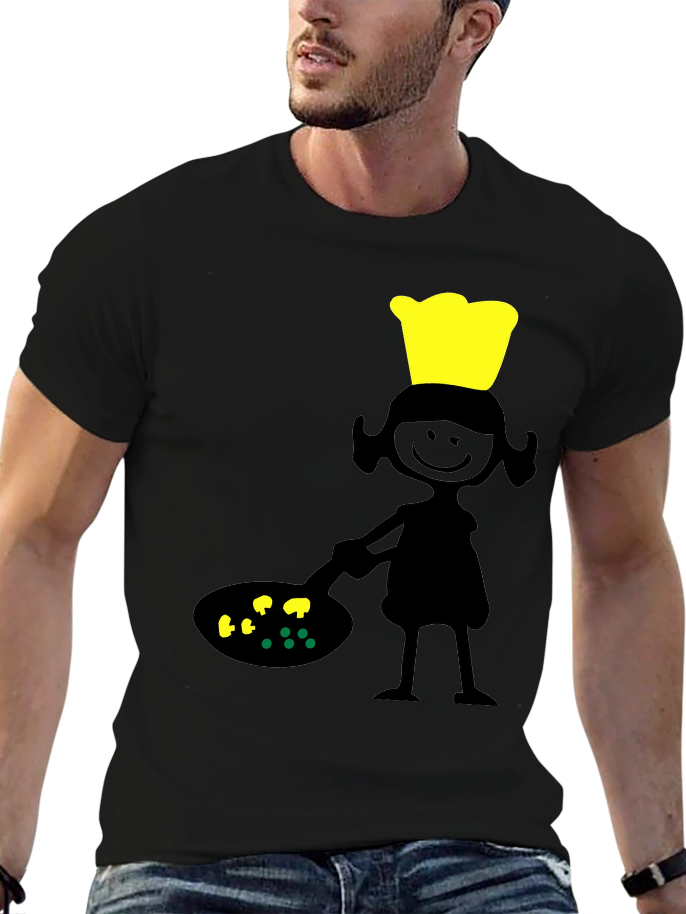 Chef Girl Graphic Tee - Black Cotton T-Shirt