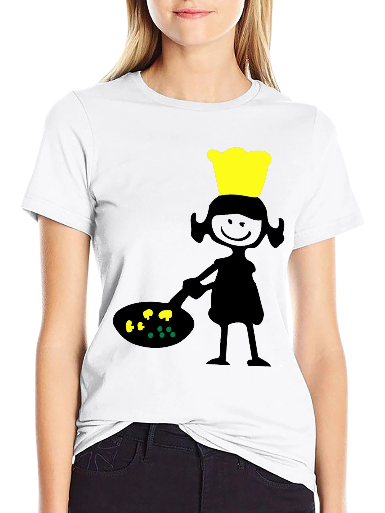 Chef Girl Graphic Tee - Black Cotton T-Shirt