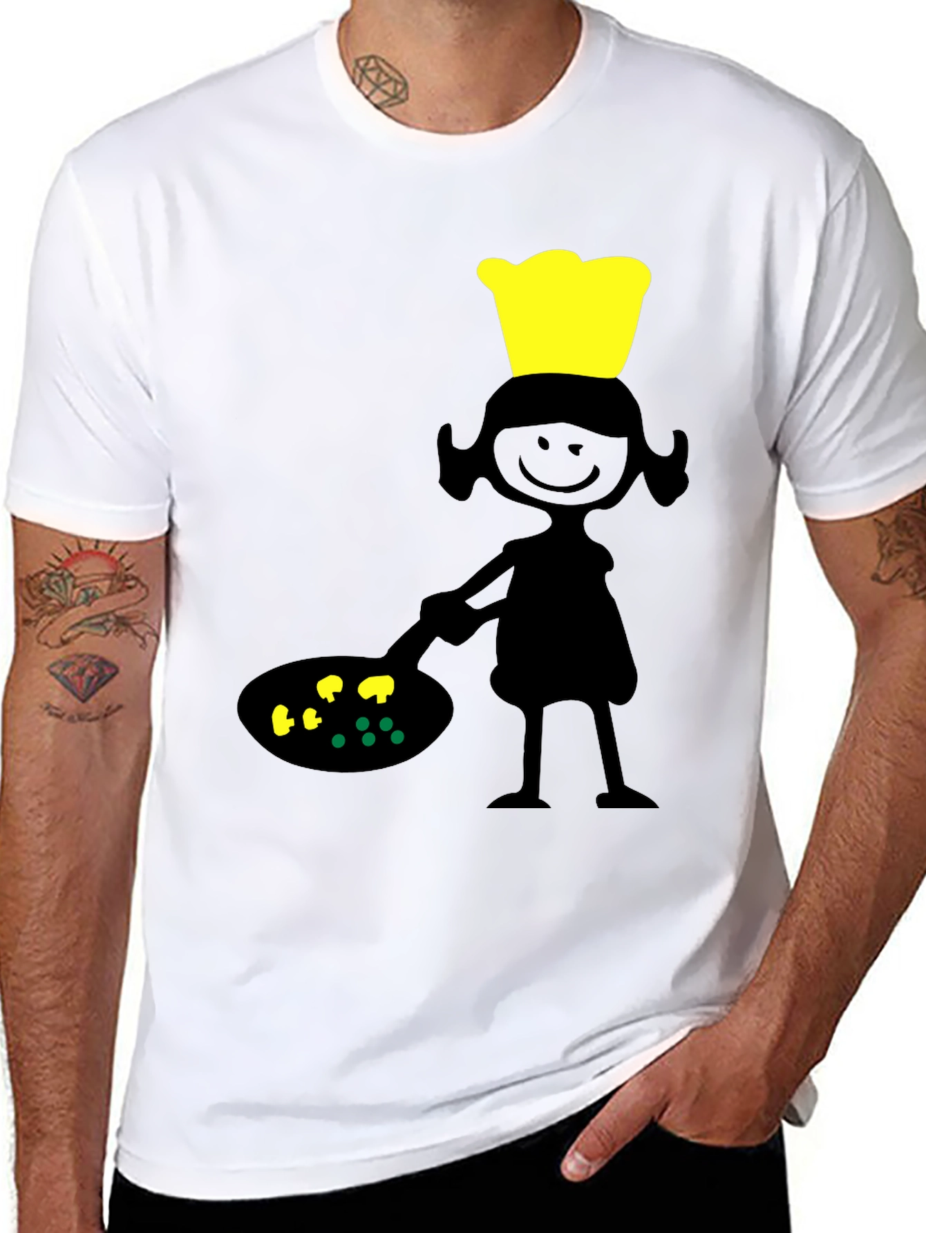 Chef Girl Graphic Tee - Black Cotton T-Shirt