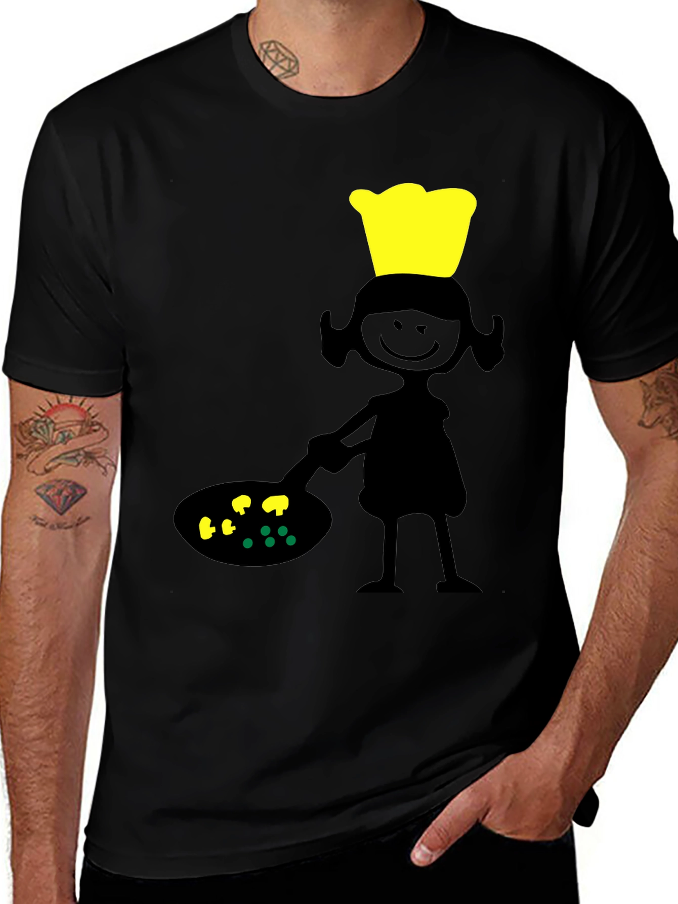 Chef Girl Graphic Tee - Black Cotton T-Shirt