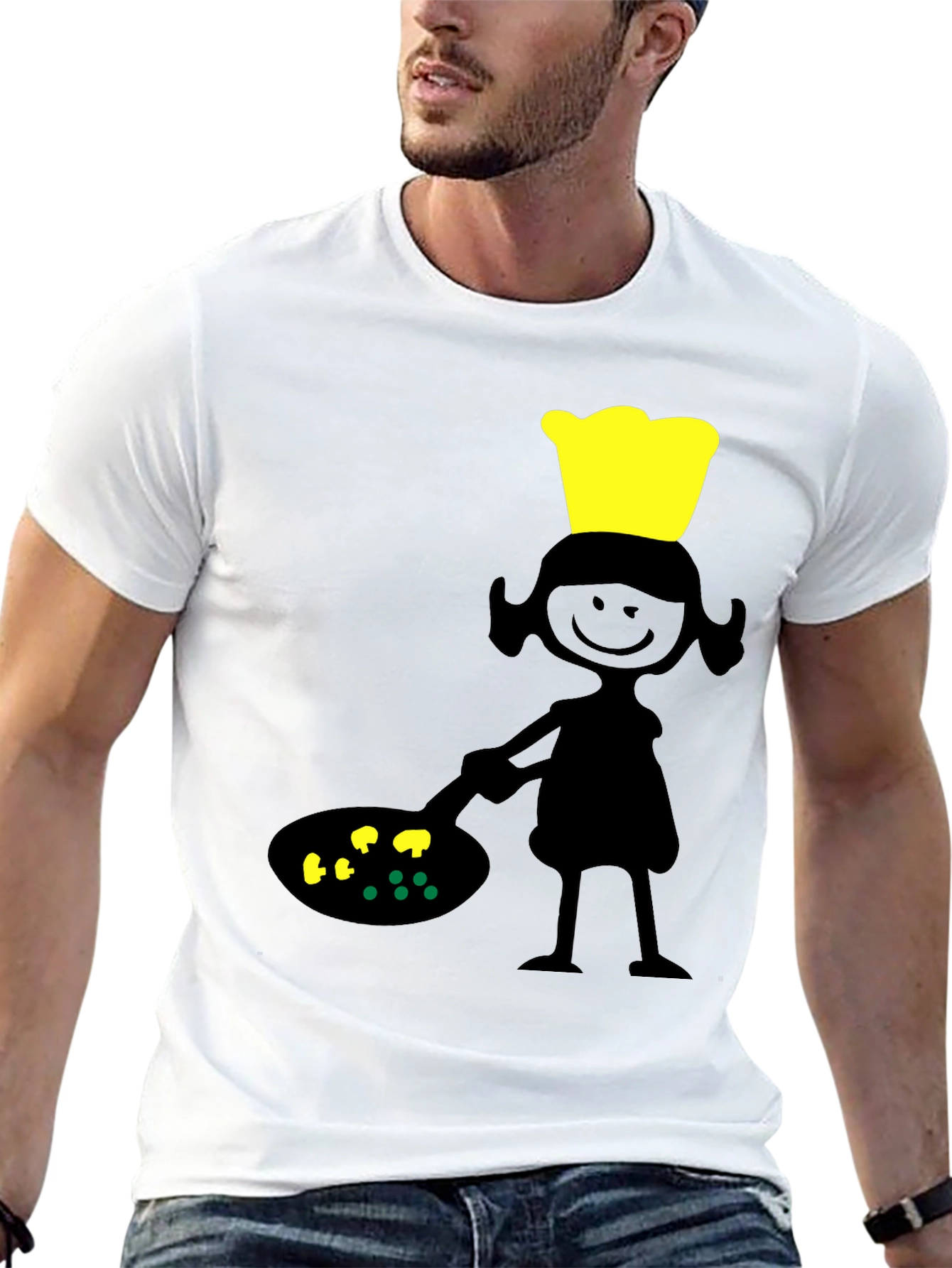 Chef Girl Graphic Tee - Black Cotton T-Shirt