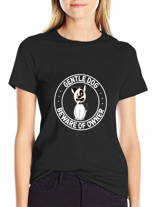 Gentle Dog Beware of Owner Graphic Tee - Black