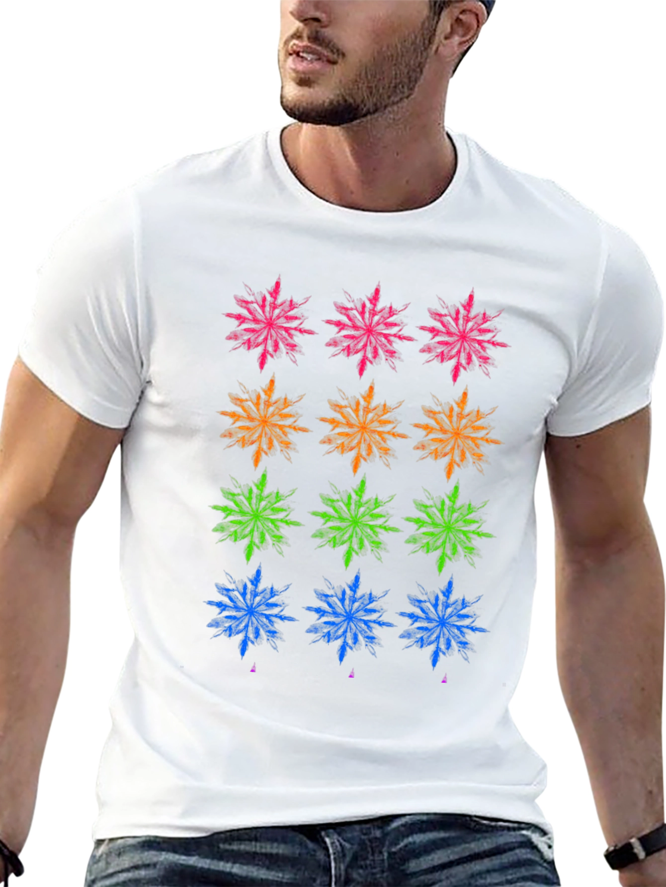 Colorful Snowflake Pattern T-Shirt