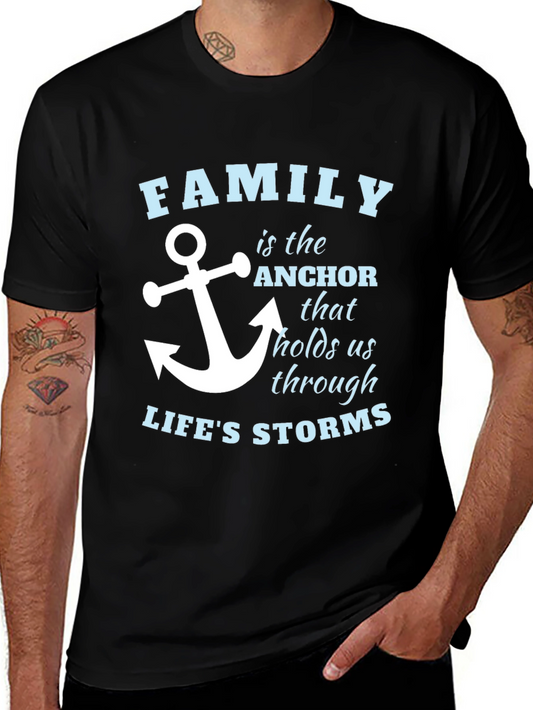 Family Anchor T-Shirt - Mens Black Tee