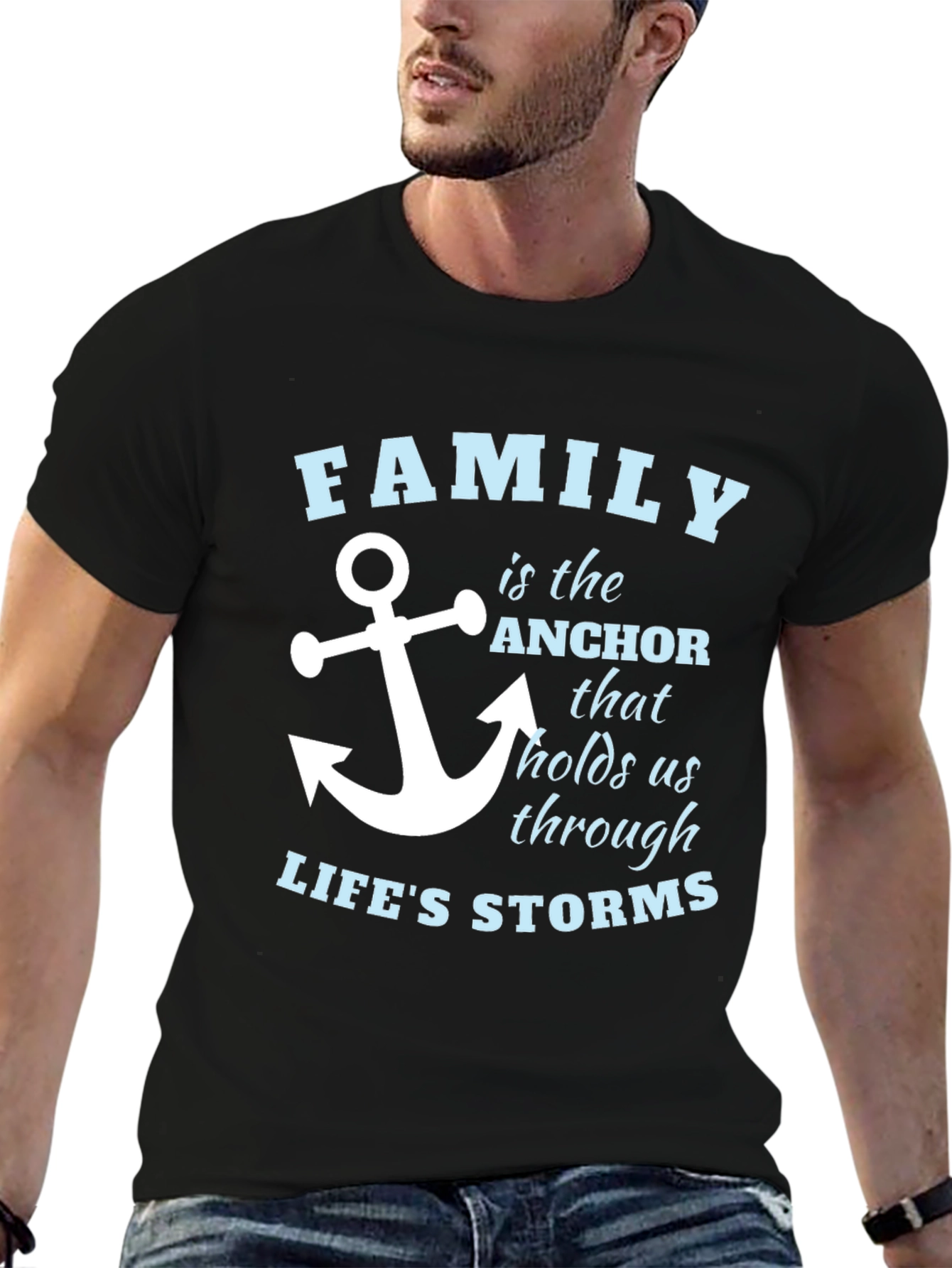 Family Anchor T-Shirt - Mens Black Tee