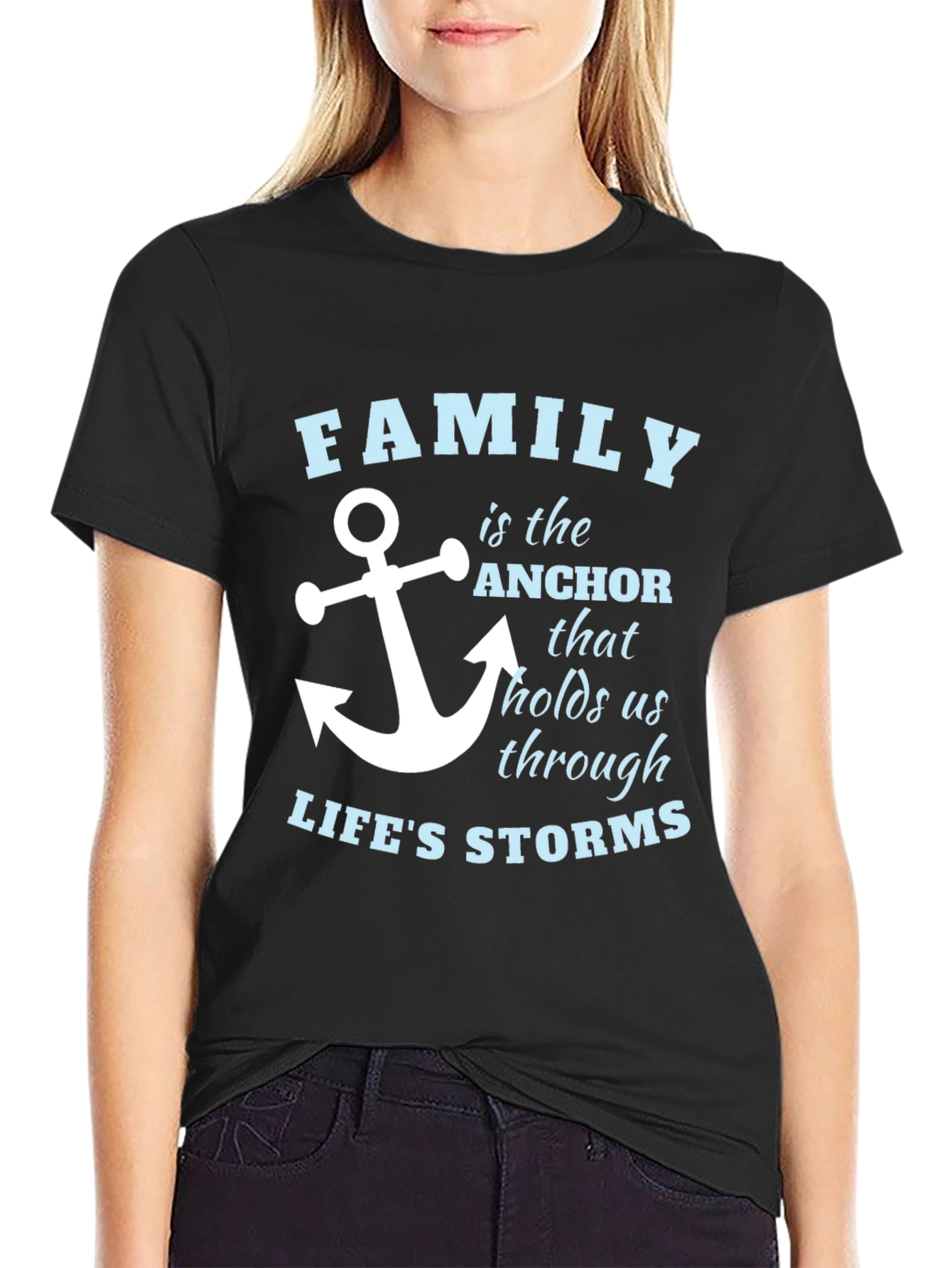 Family Anchor T-Shirt - Mens Black Tee