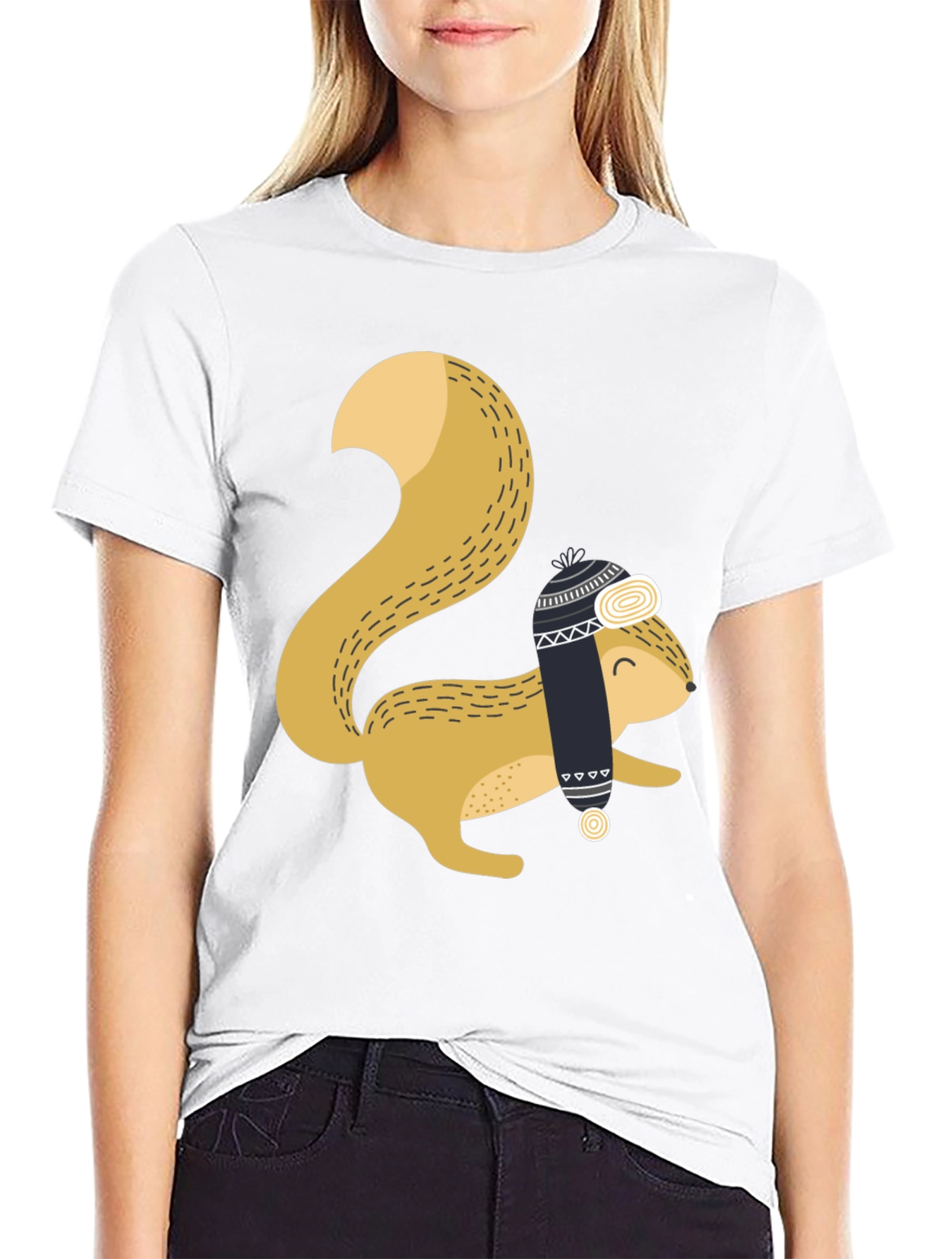 Squirrel with Hat Graphic Tee - Cozy & Cute