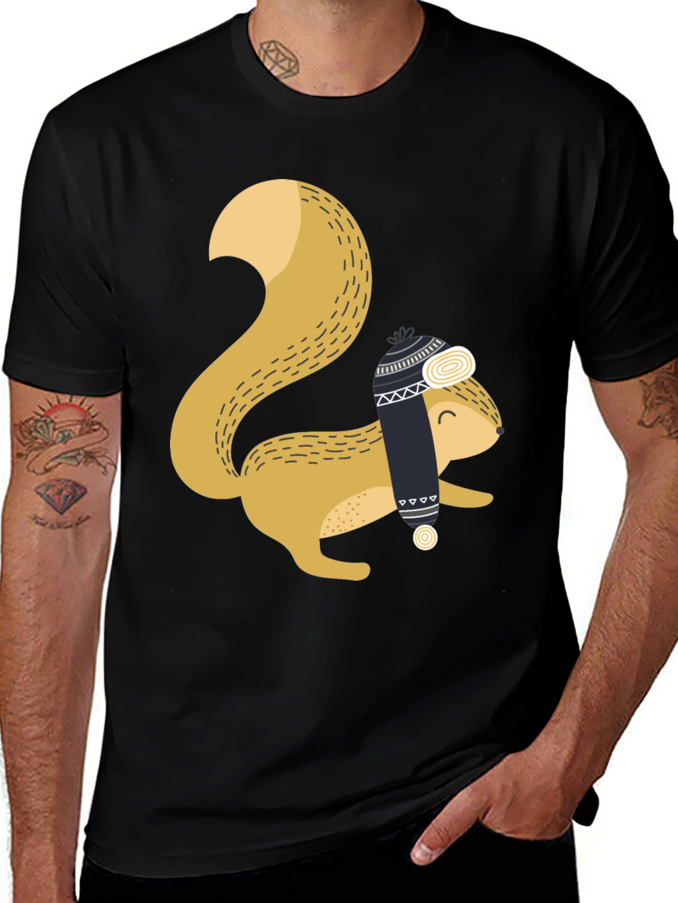 Squirrel with Hat Graphic Tee - Cozy & Cute