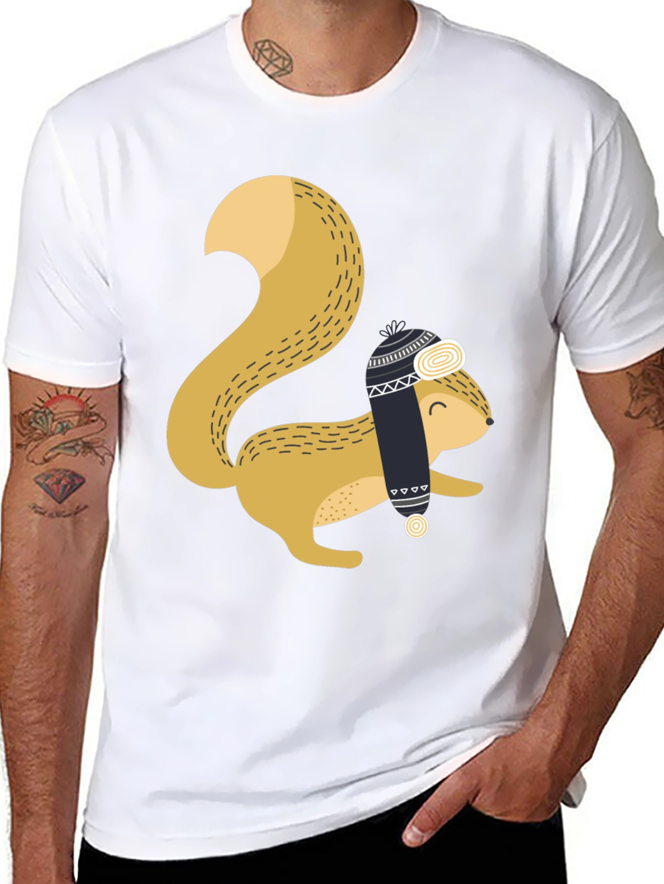 Squirrel with Hat Graphic Tee - Cozy & Cute