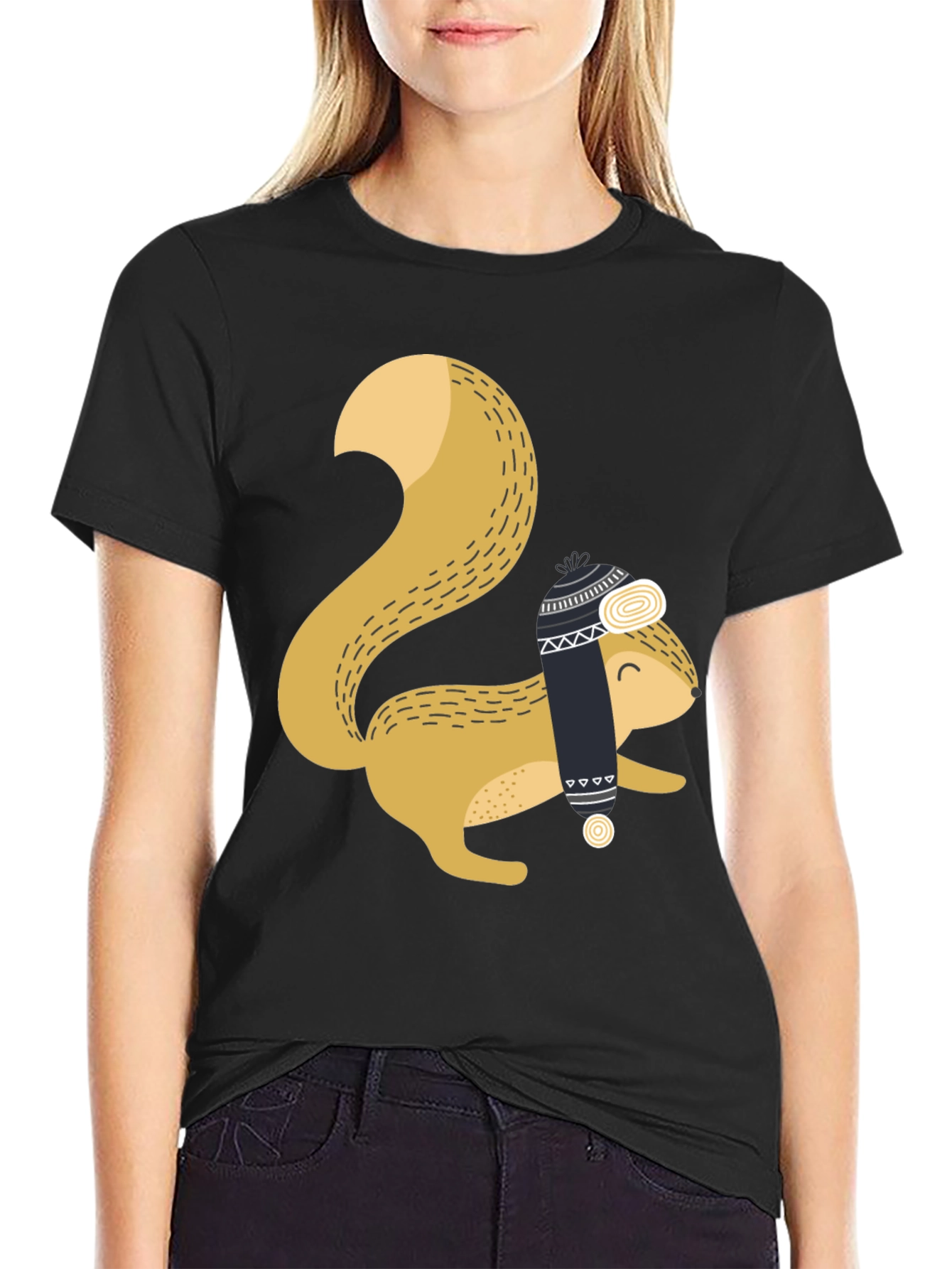 Squirrel with Hat Graphic Tee - Cozy & Cute
