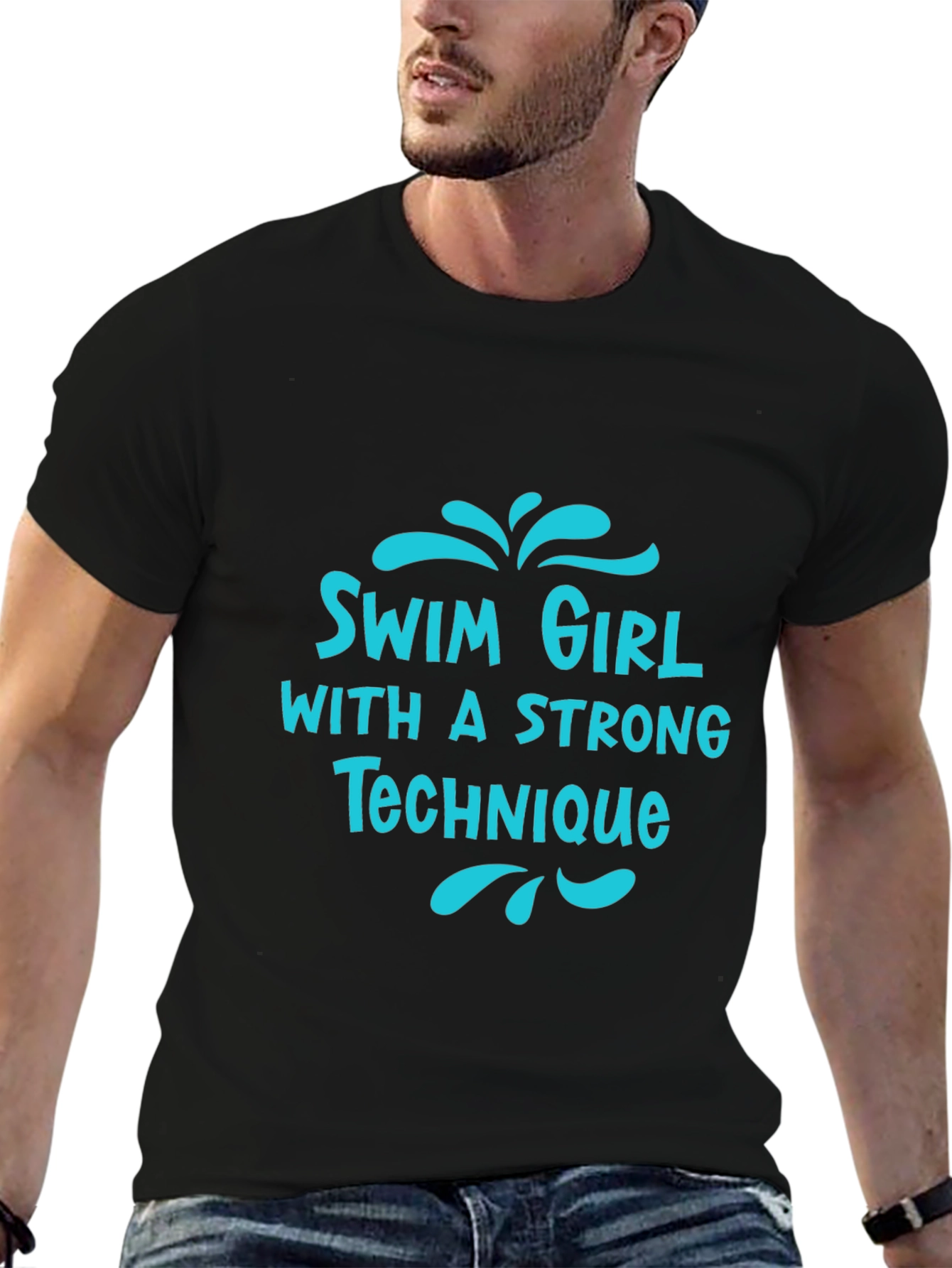 Swim Girl Strong Technique Black T-Shirt