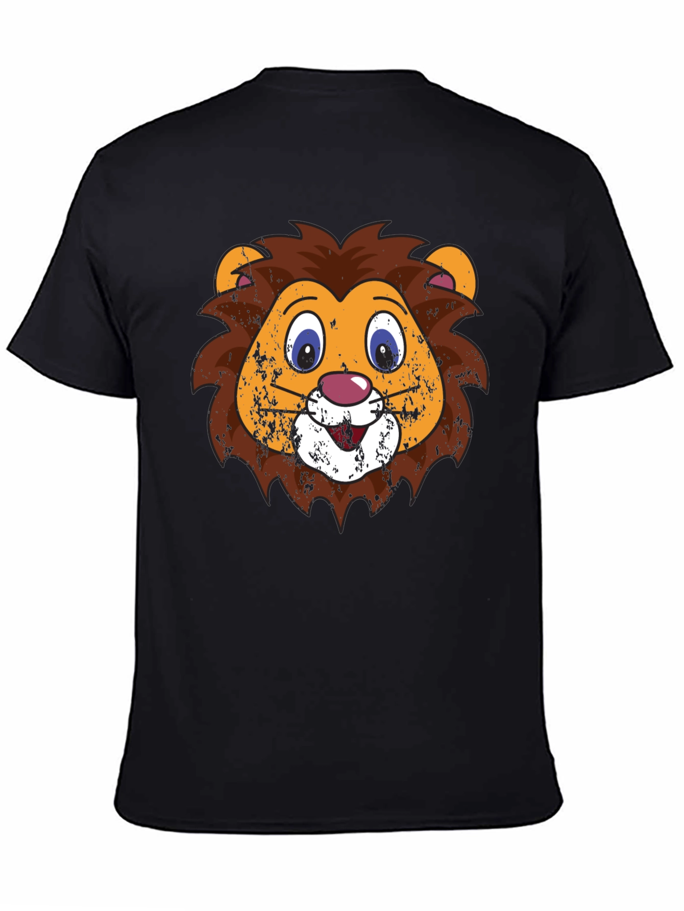 Funny Lion Face Graphic Tee - Black T-Shirt