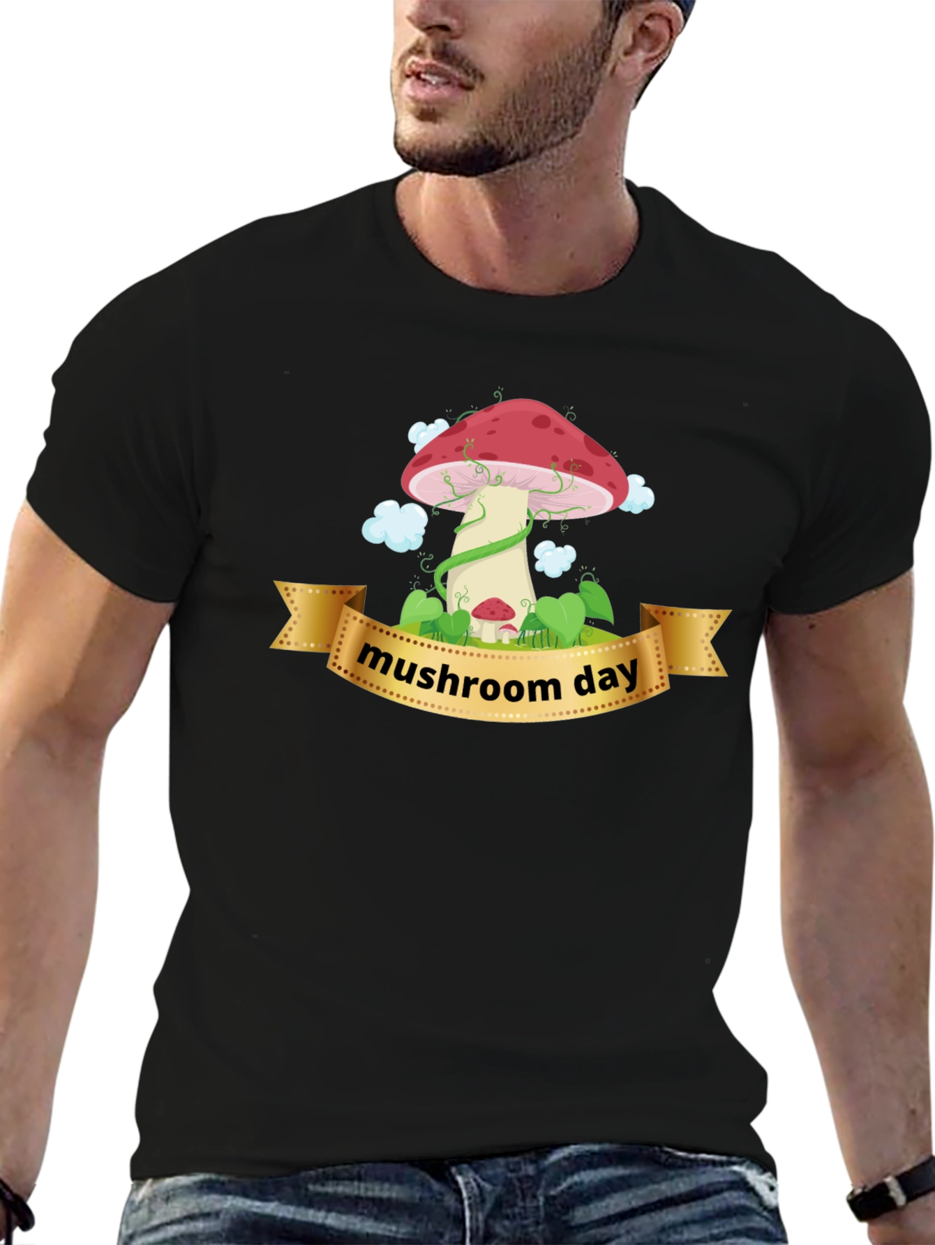 Mushroom Day Graphic T-Shirt - Unisex Black Tee