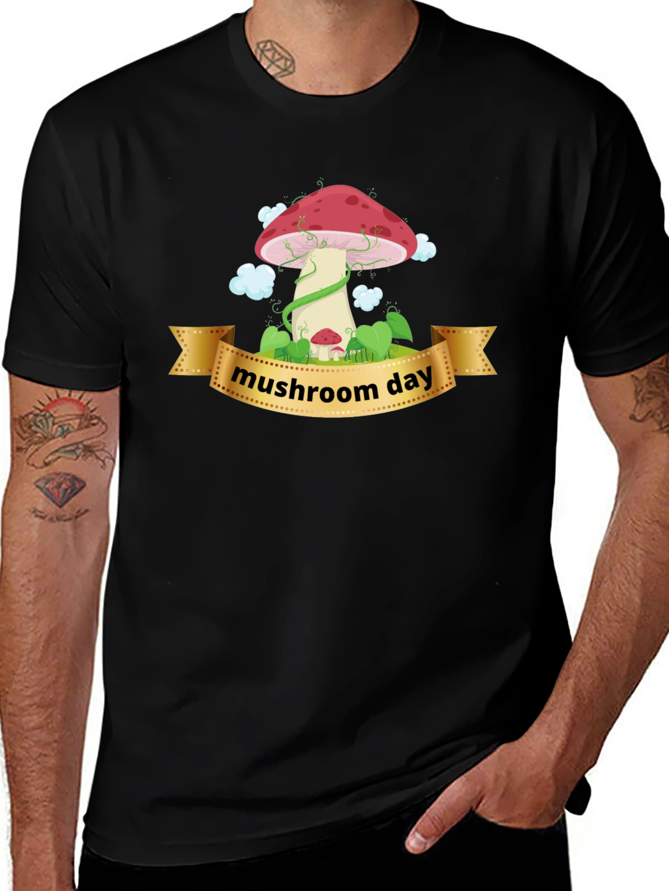 Mushroom Day Graphic T-Shirt - Unisex Black Tee