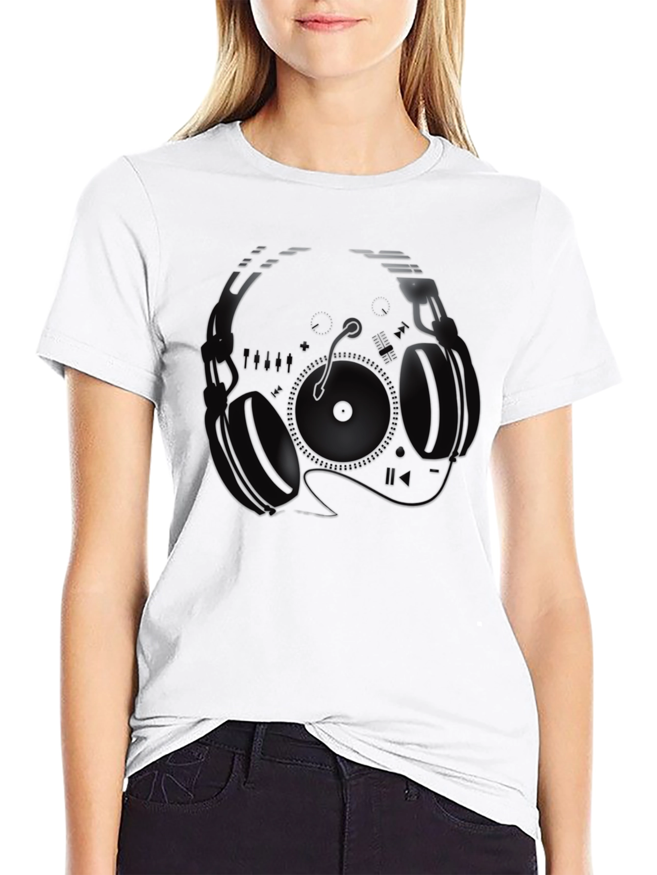 DJ Headphones Graphic T-Shirt - Black