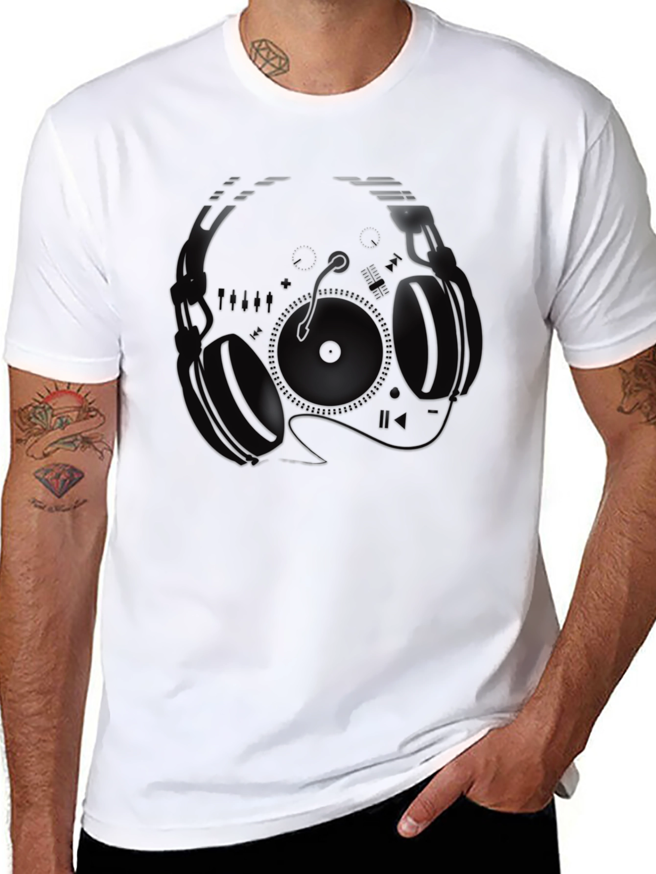 DJ Headphones Graphic T-Shirt - Black