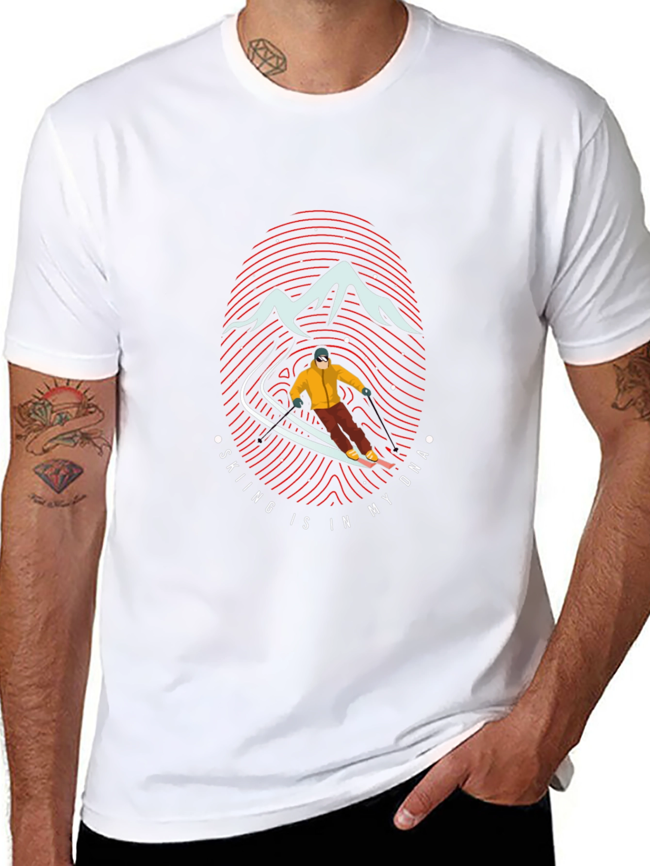 Skiing DNA Graphic Tee - Mountain Adventure T-Shirt