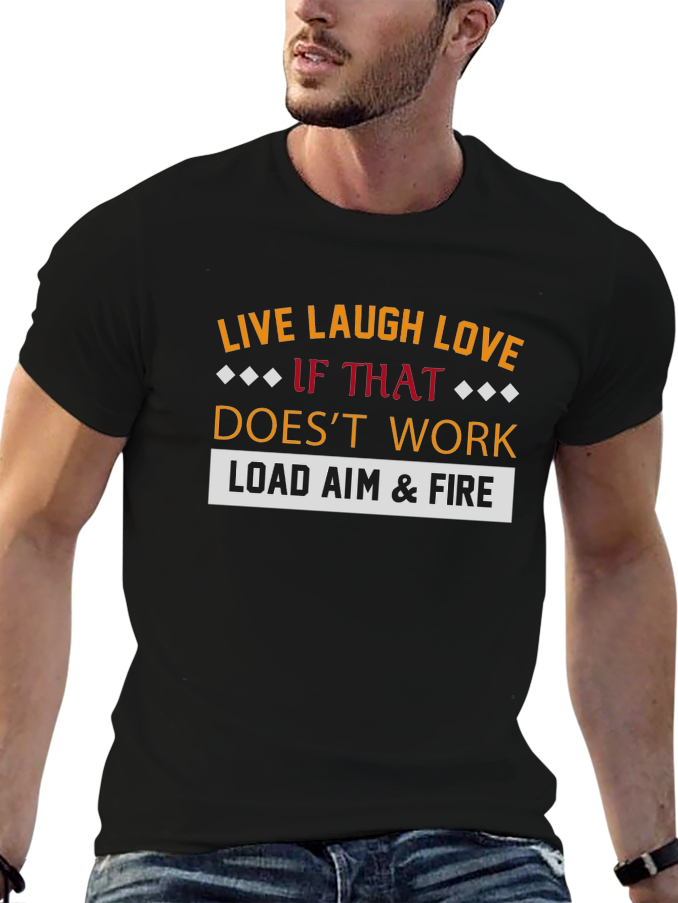 Humorous Load Aim & Fire Graphic T-Shirt