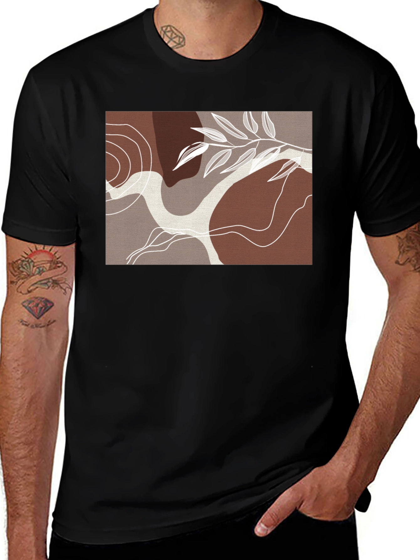 Modern Abstract Graphic Tee - Nature Inspired Design