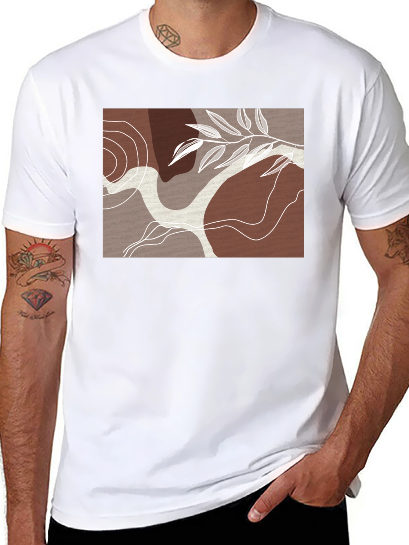 Modern Abstract Graphic Tee - Nature Inspired Design