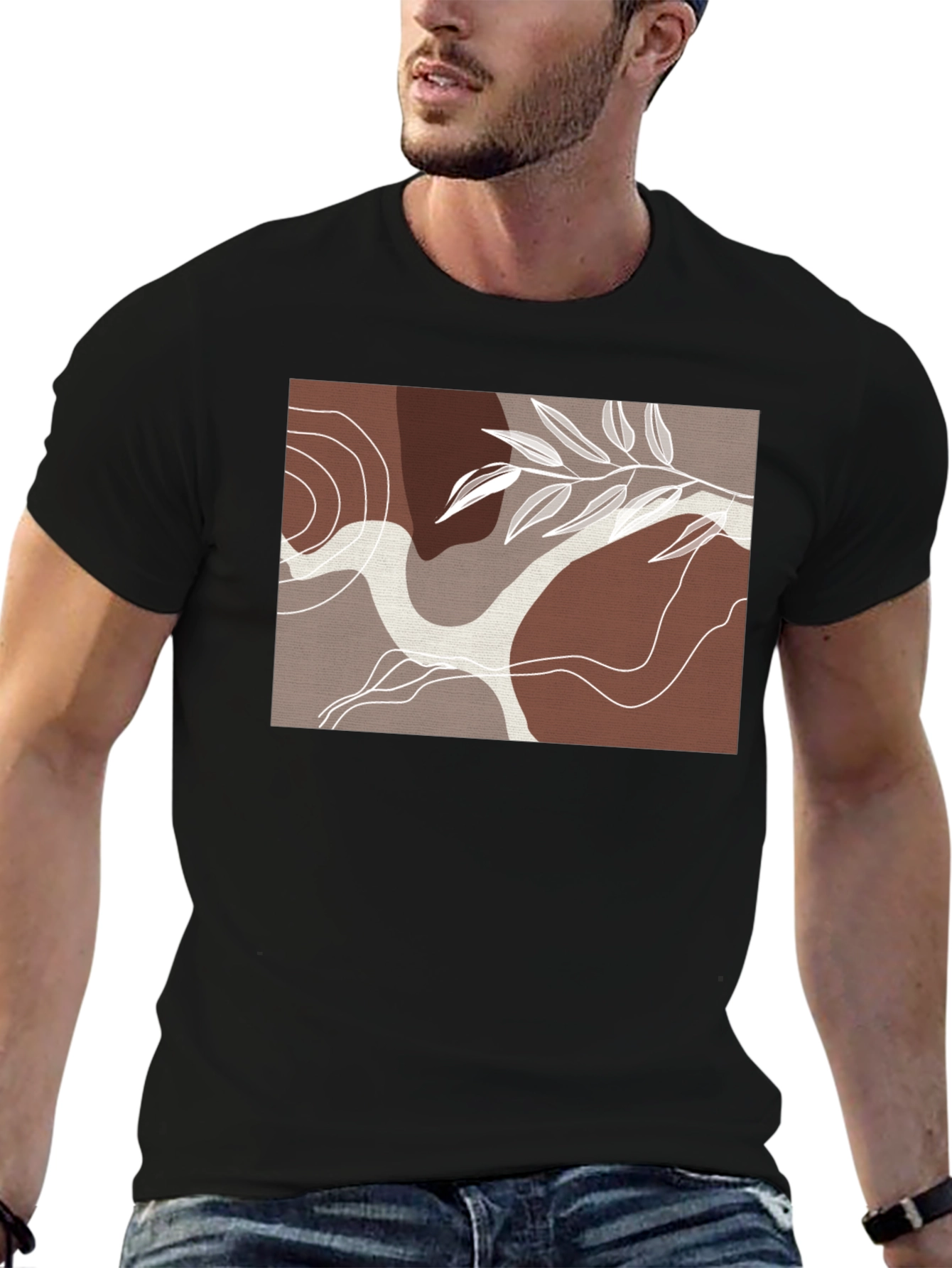 Modern Abstract Graphic Tee - Nature Inspired Design