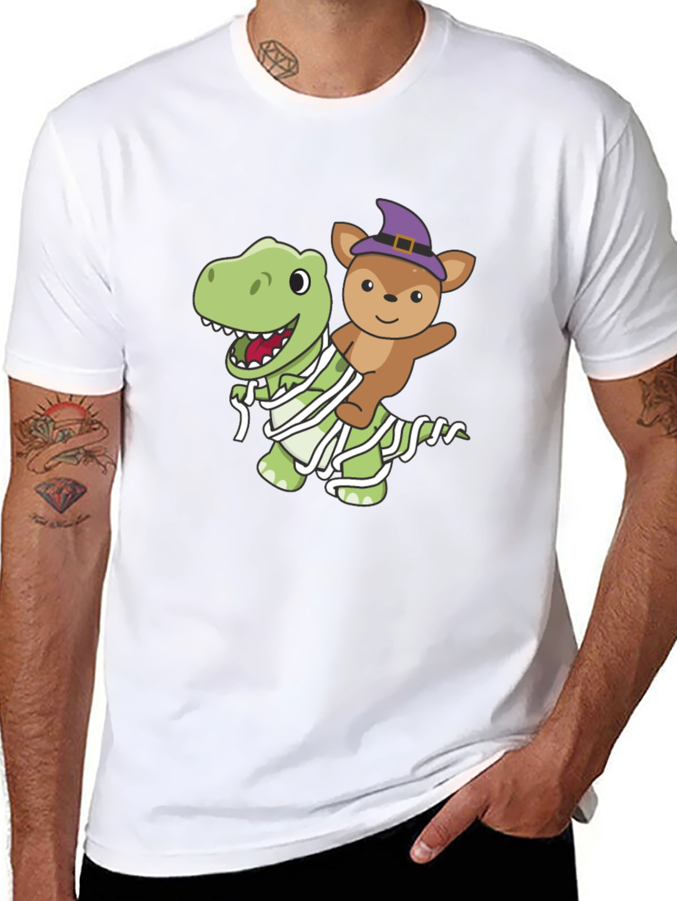 Halloween Dino & Bear Mummy T-Shirt