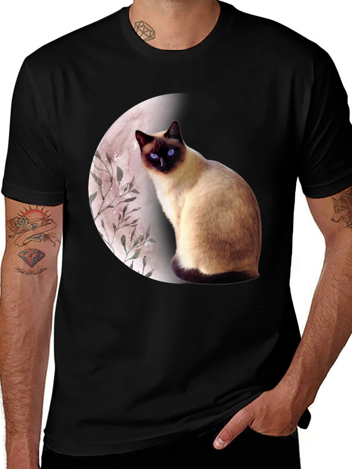 Cat Moon Graphic T-Shirt - Unique Design