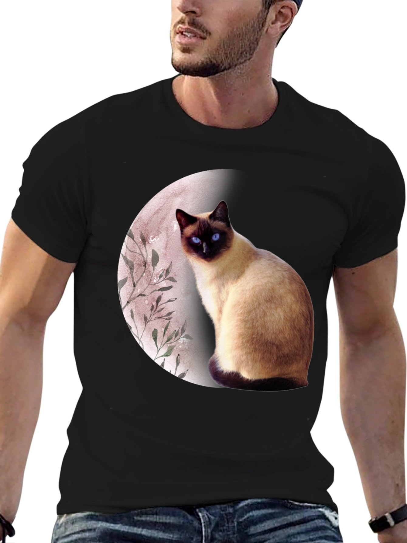 Cat Moon Graphic T-Shirt - Unique Design