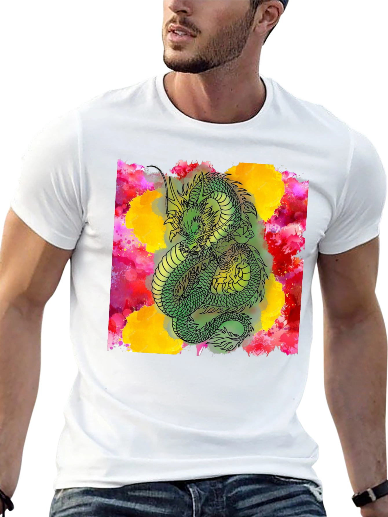 Dragon Graphic Print Crew Neck T-Shirt