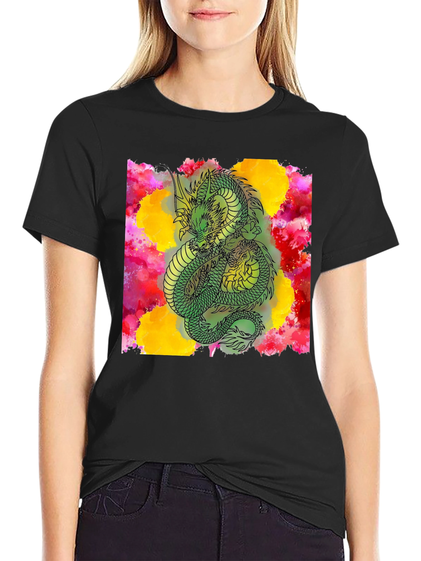 Dragon Graphic Print Crew Neck T-Shirt