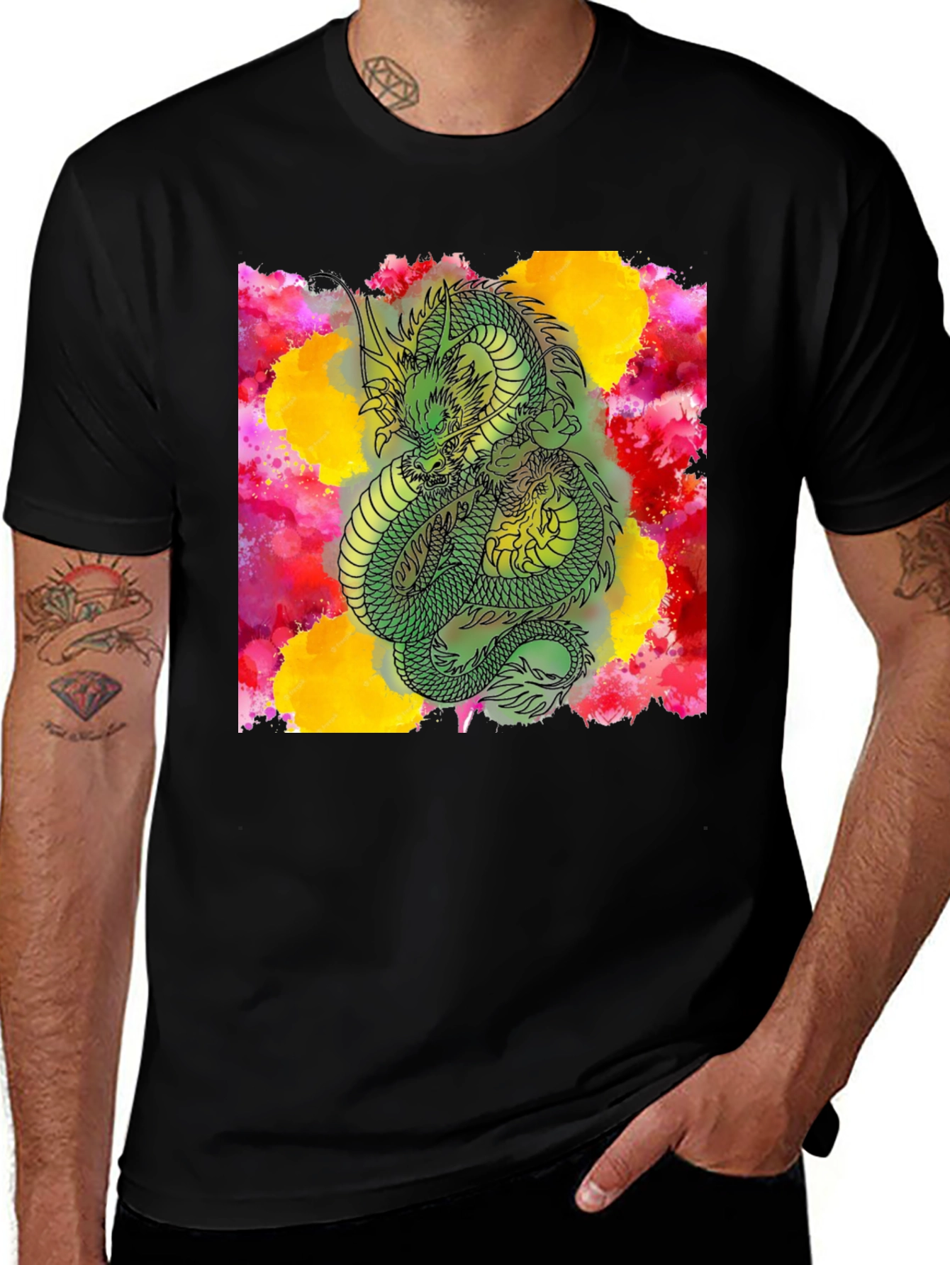 Dragon Graphic Print Crew Neck T-Shirt