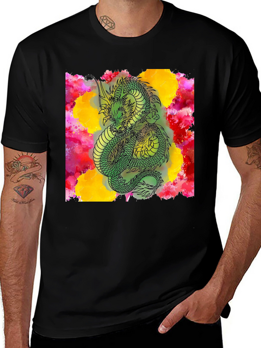 Dragon Graphic Print Crew Neck T-Shirt
