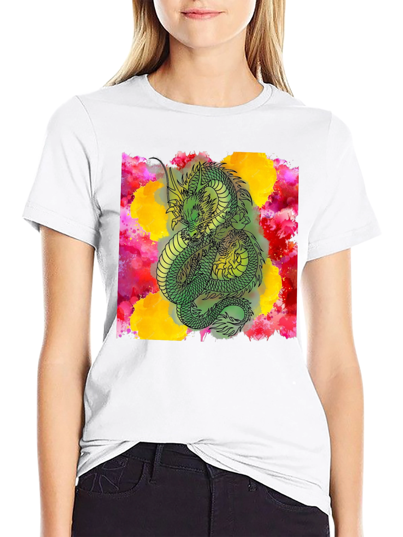 Dragon Graphic Print Crew Neck T-Shirt