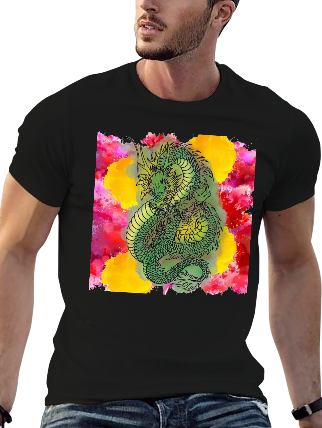 Dragon Graphic Print Crew Neck T-Shirt