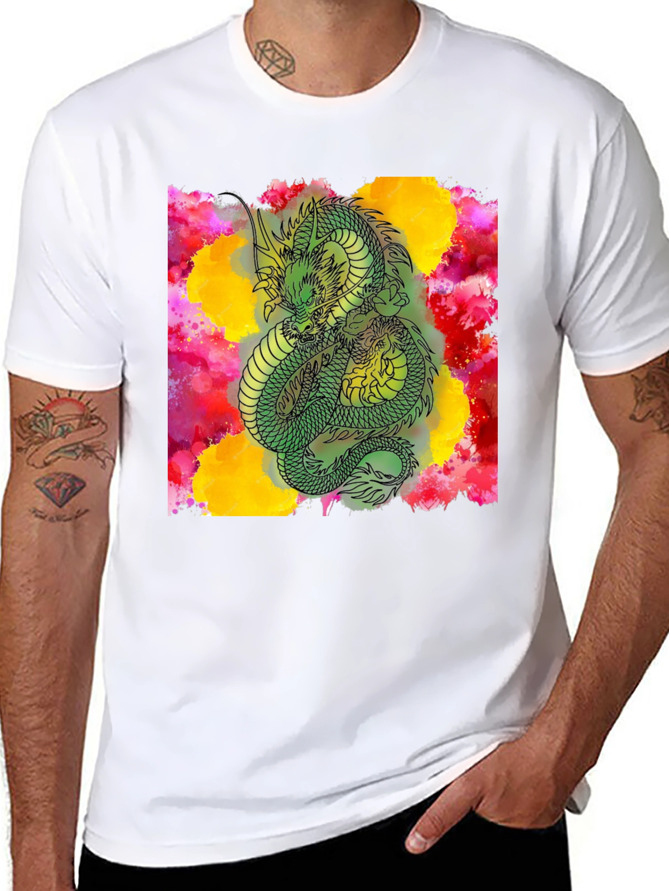 Dragon Graphic Print Crew Neck T-Shirt