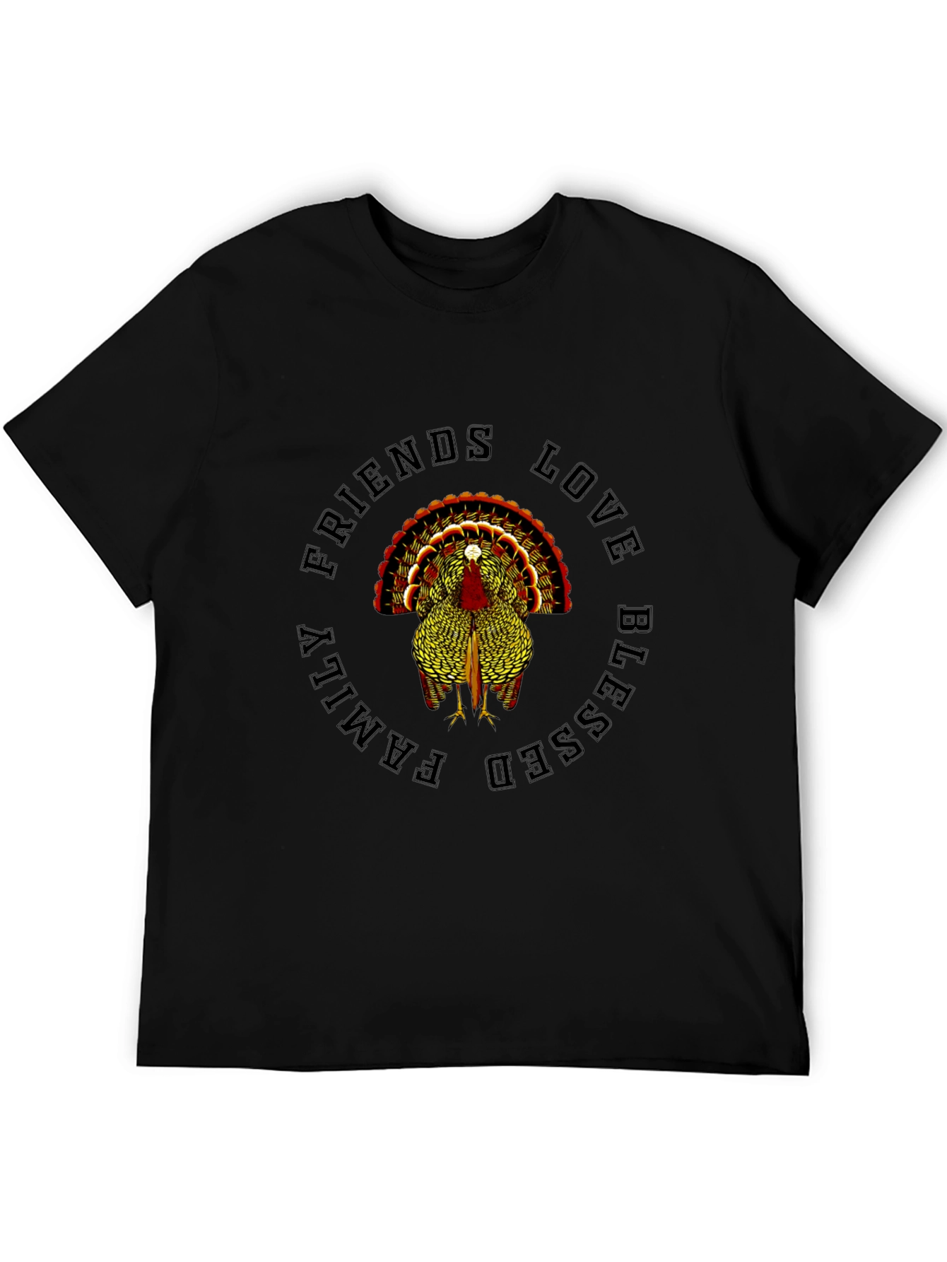 Thanksgiving Turkey Graphic Tee - Friends Love Family Blessed