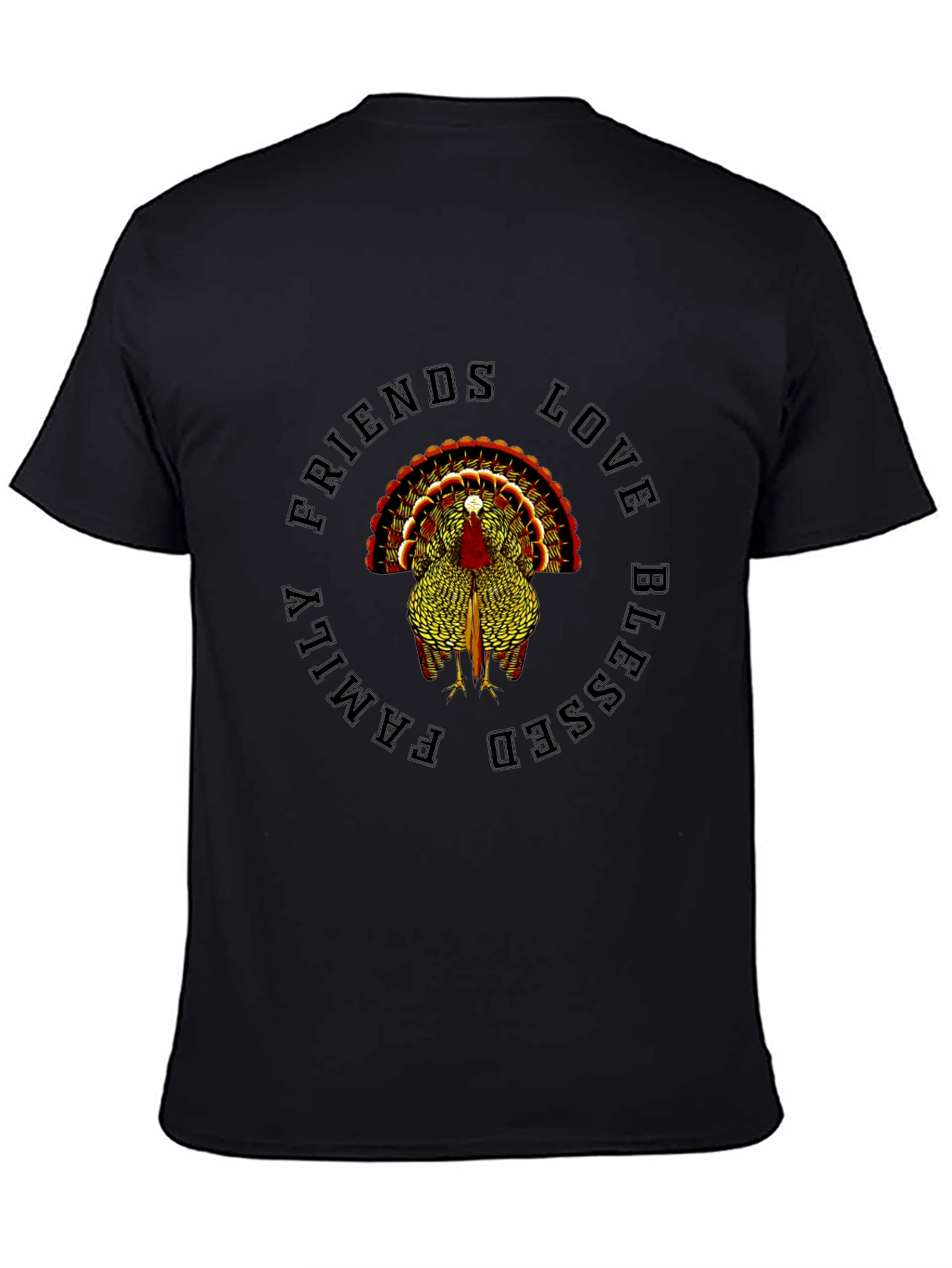Thanksgiving Turkey Graphic Tee - Friends Love Family Blessed