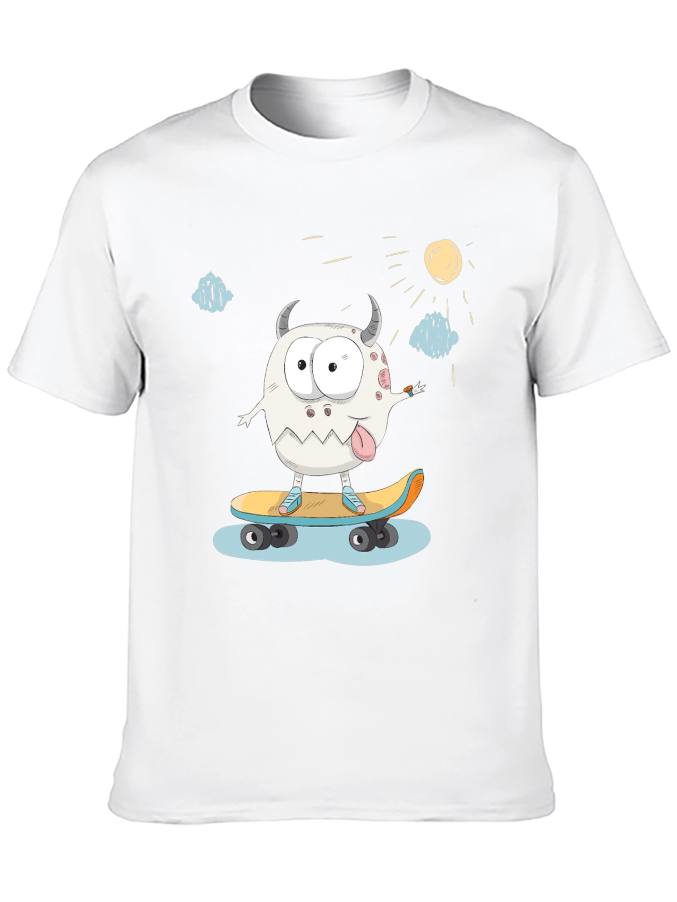 Skateboarding Monster Graphic Tee - Black Cotton T-Shirt